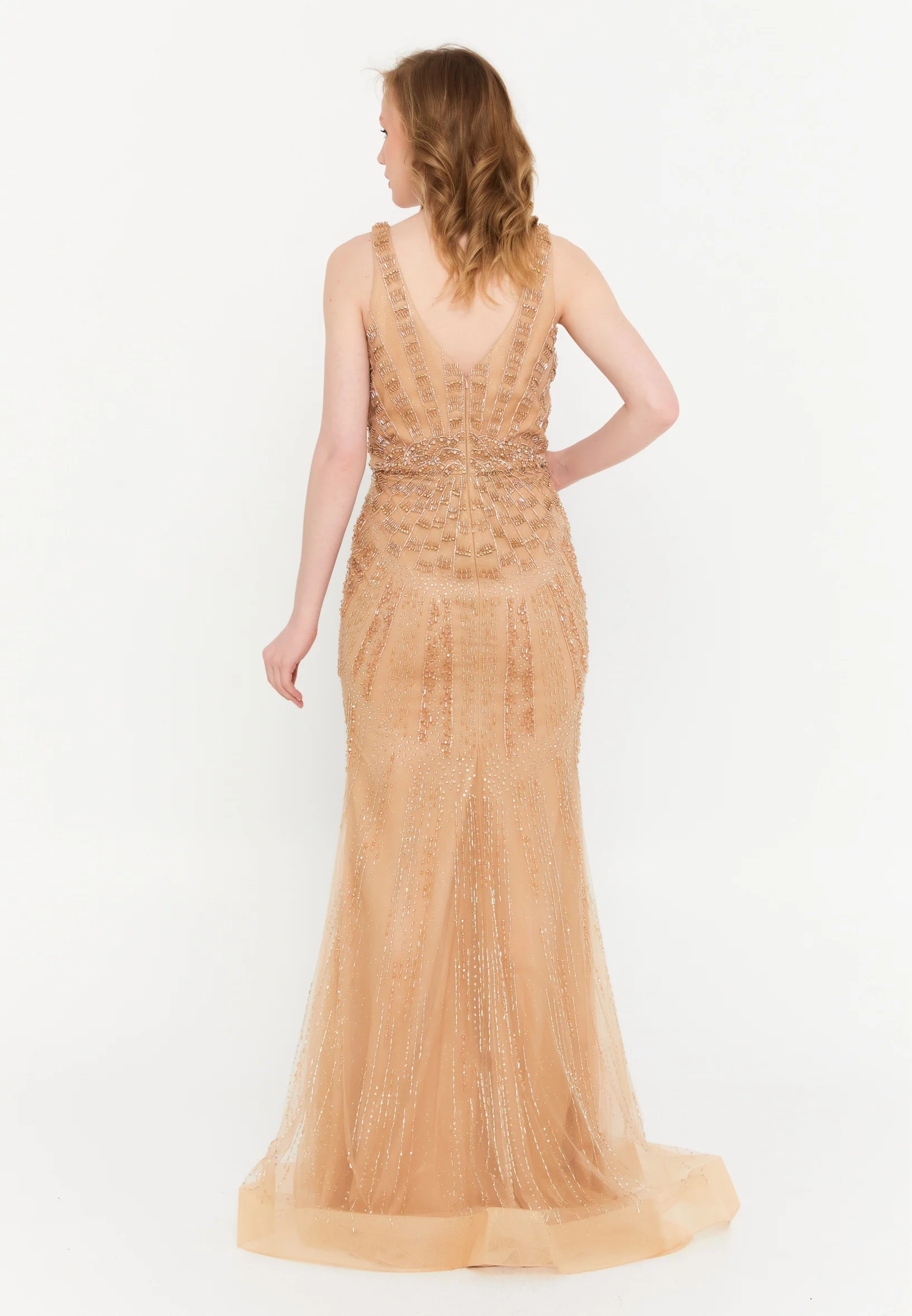 Sleeveless Maxi Tulle Mermaid Regular Wedding Guest Dress mtc1408 - Image 6