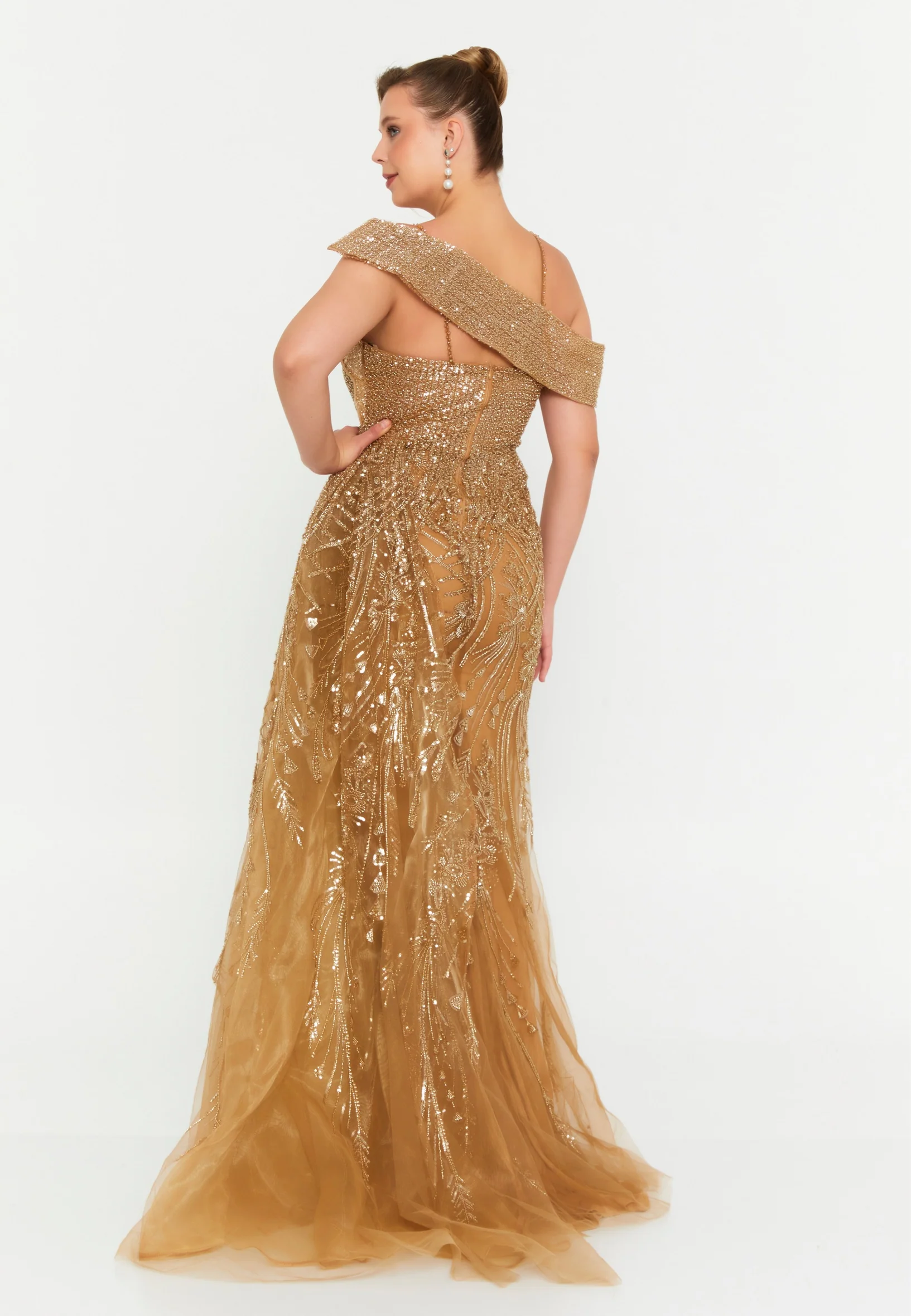 Sleeveless Maxi Tulle Mermaid Regular Wedding Guest Dress mtc2614 - Image 2