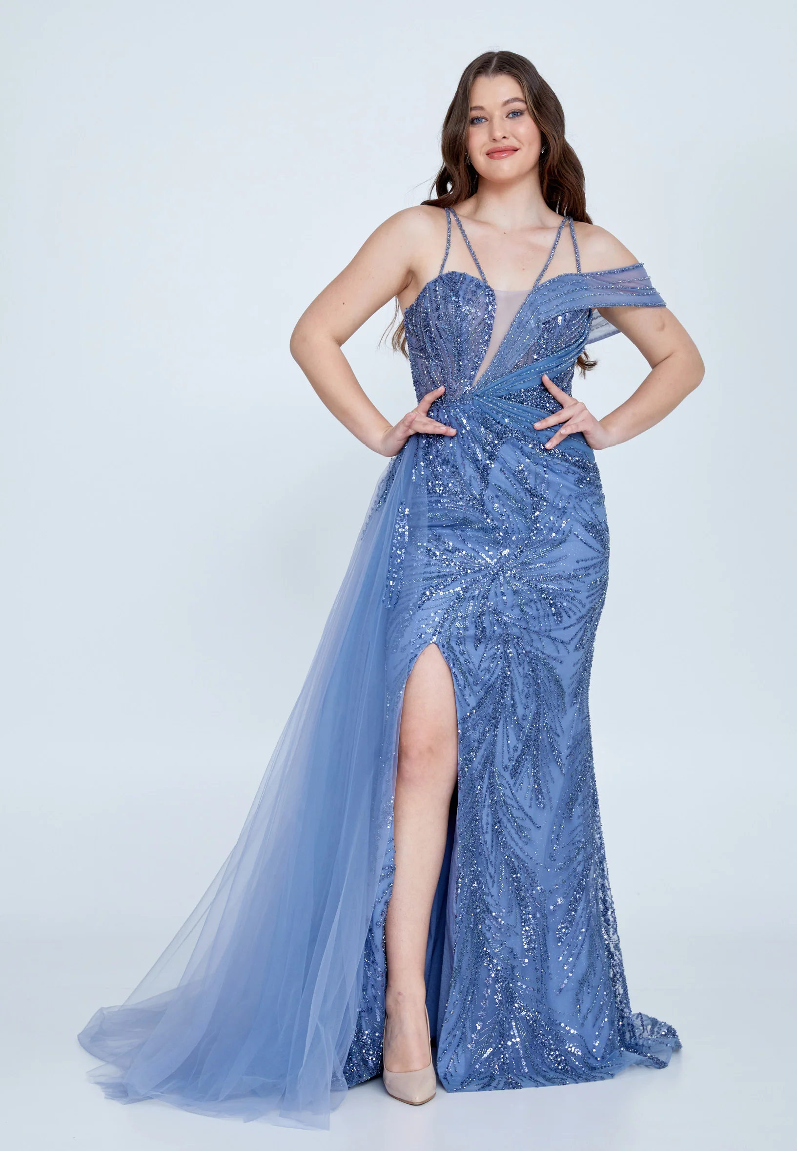 Sleeveless Maxi Tulle Mermaid Regular Wedding Guest Dress mti030102