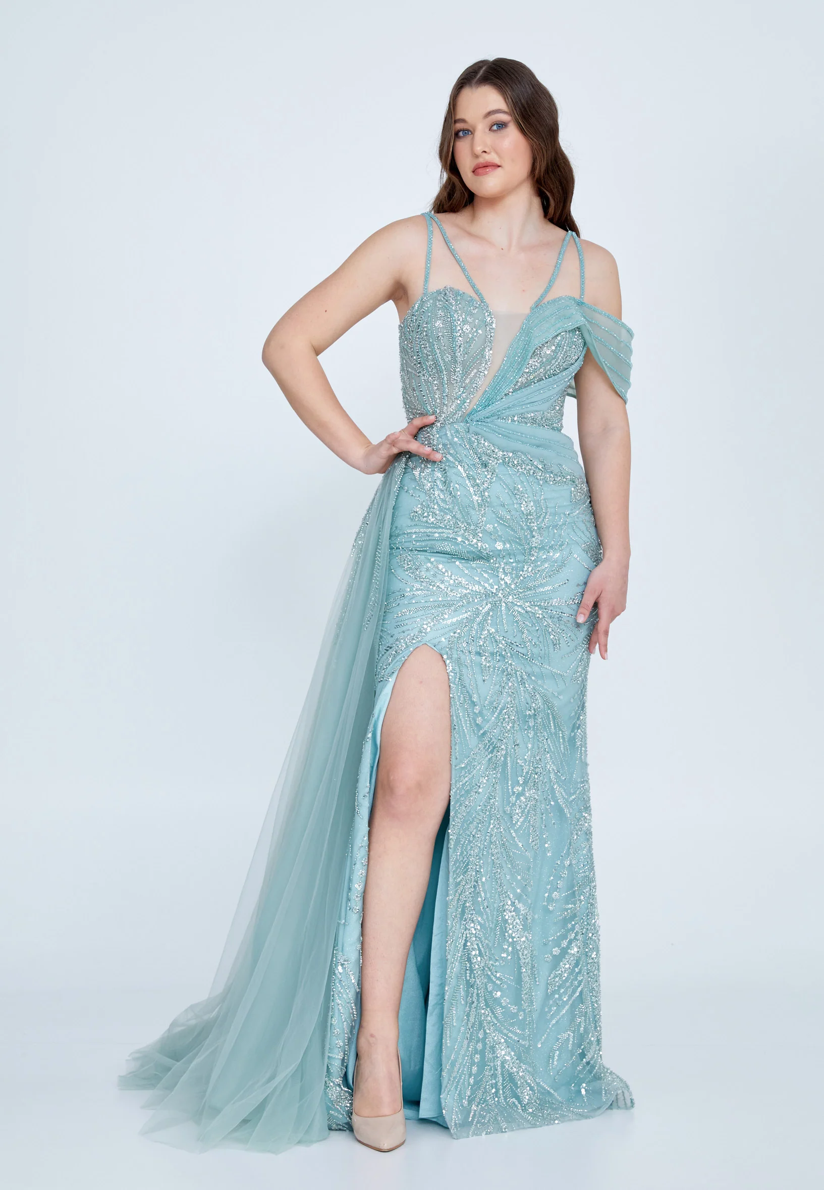 Sleeveless Maxi Tulle Mermaid Regular Wedding Guest Dress mti030102 - Image 5