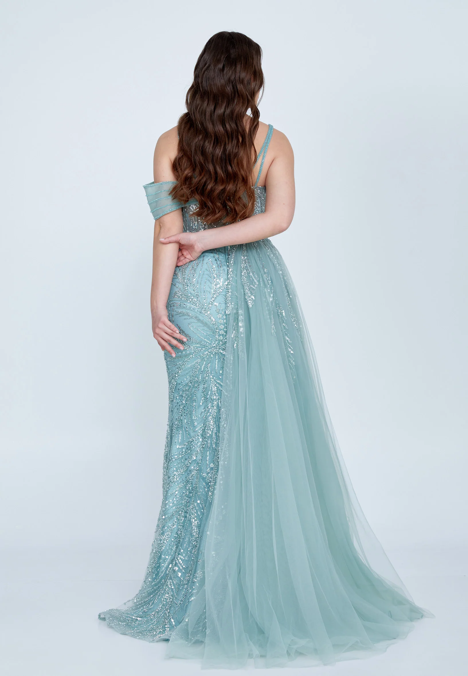 Sleeveless Maxi Tulle Mermaid Regular Wedding Guest Dress mti030102 - Image 6