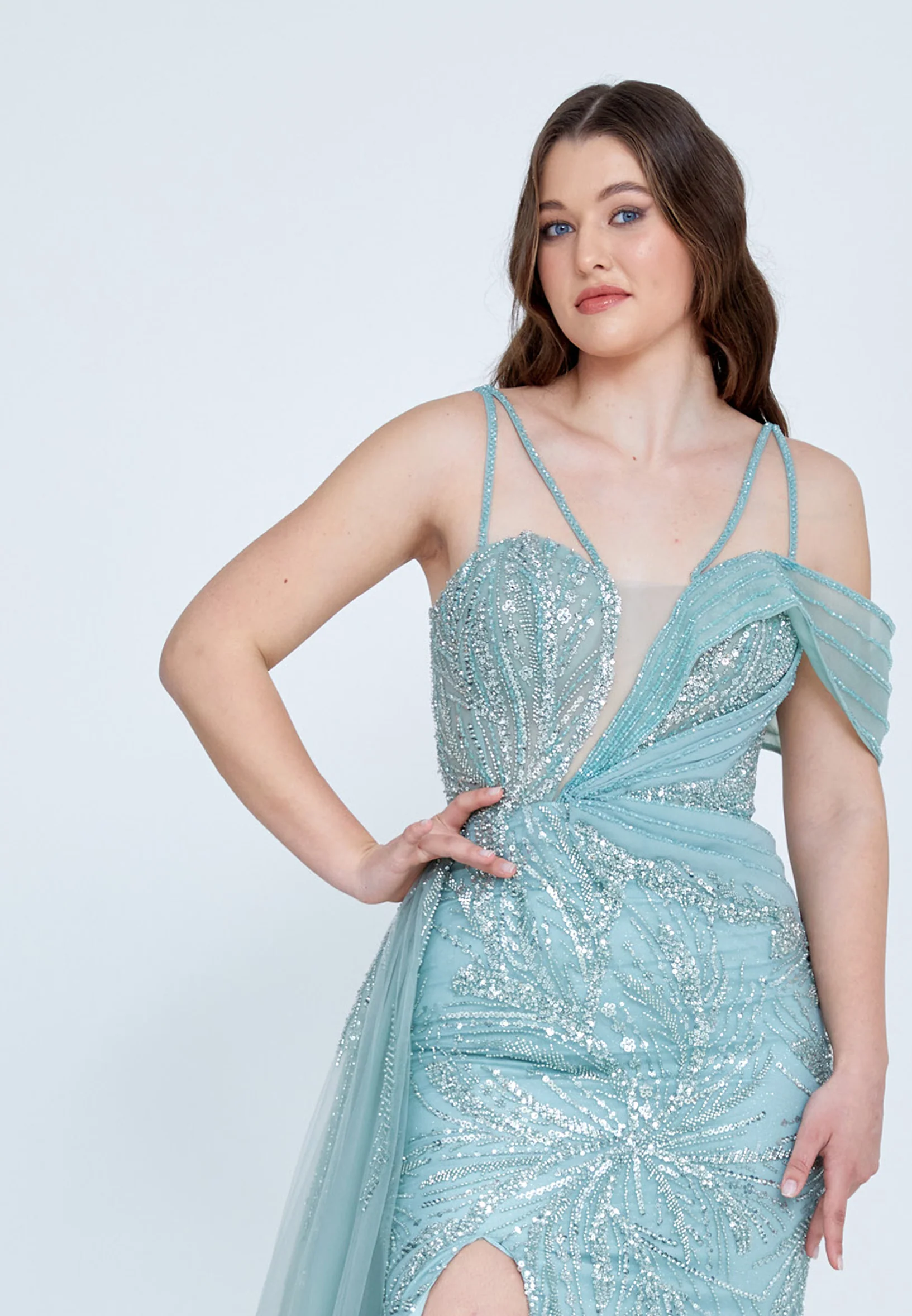 Sleeveless Maxi Tulle Mermaid Regular Wedding Guest Dress mti030102 - Image 8