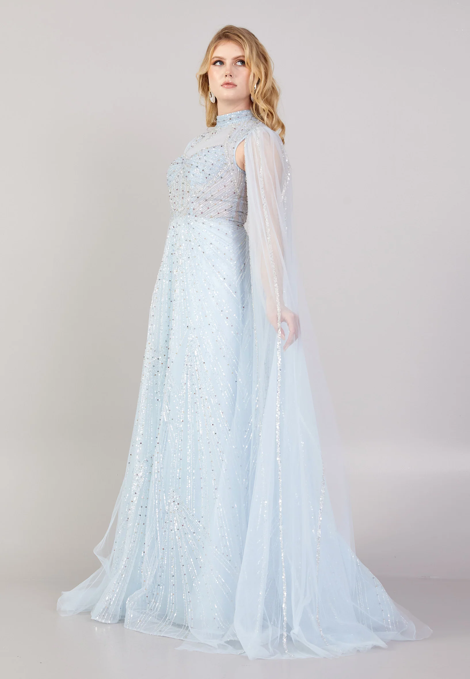 Sleeveless Maxi Tulle Mermaid Regular Wedding Guest Dress mti030109 - Image 3