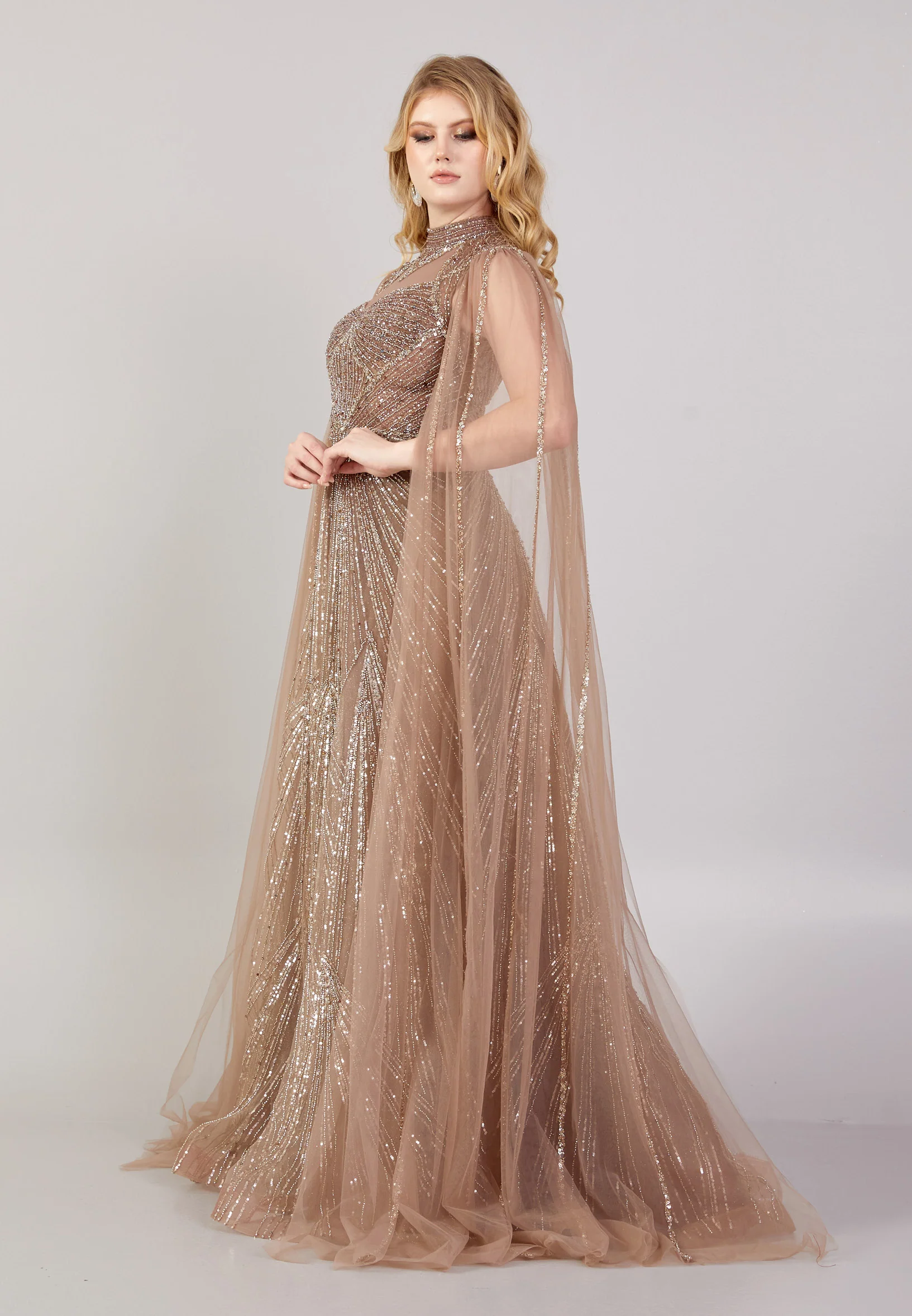 Sleeveless Maxi Tulle Mermaid Regular Wedding Guest Dress mti030109 - Image 7