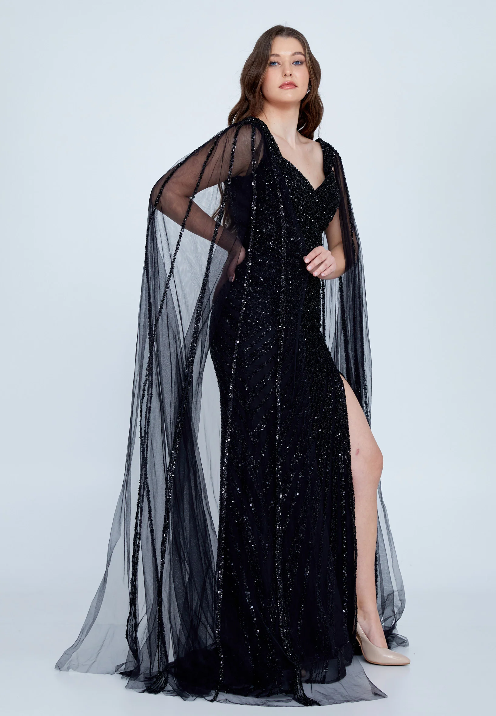 Sleeveless Maxi Tulle Mermaid Regular Wedding Guest Dress mti030113 - Image 7