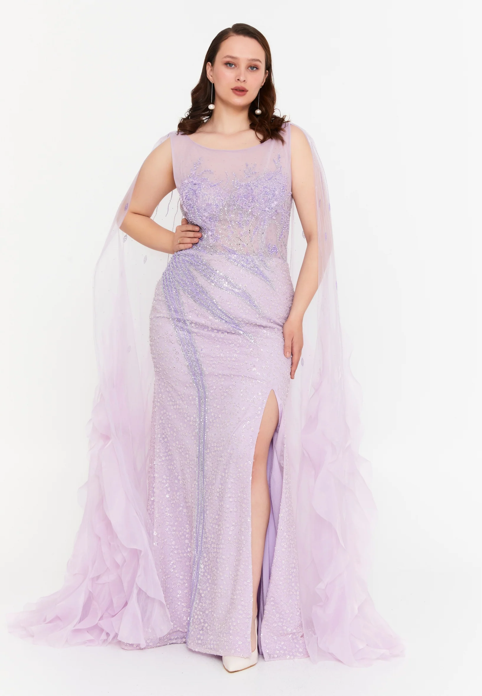 Sleeveless Maxi Tulle Mermaid Regular Wedding Guest Dress mti030120 - Image 11