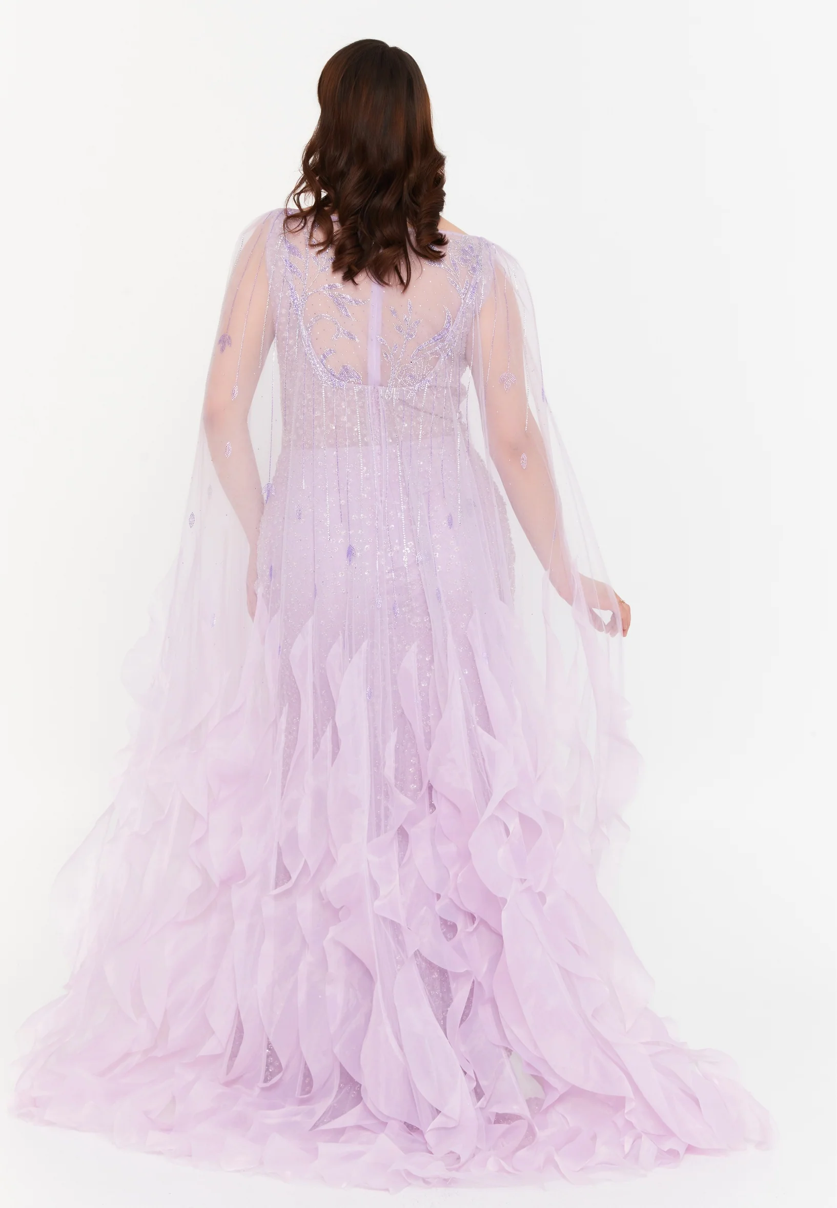 Sleeveless Maxi Tulle Mermaid Regular Wedding Guest Dress mti030120 - Image 12