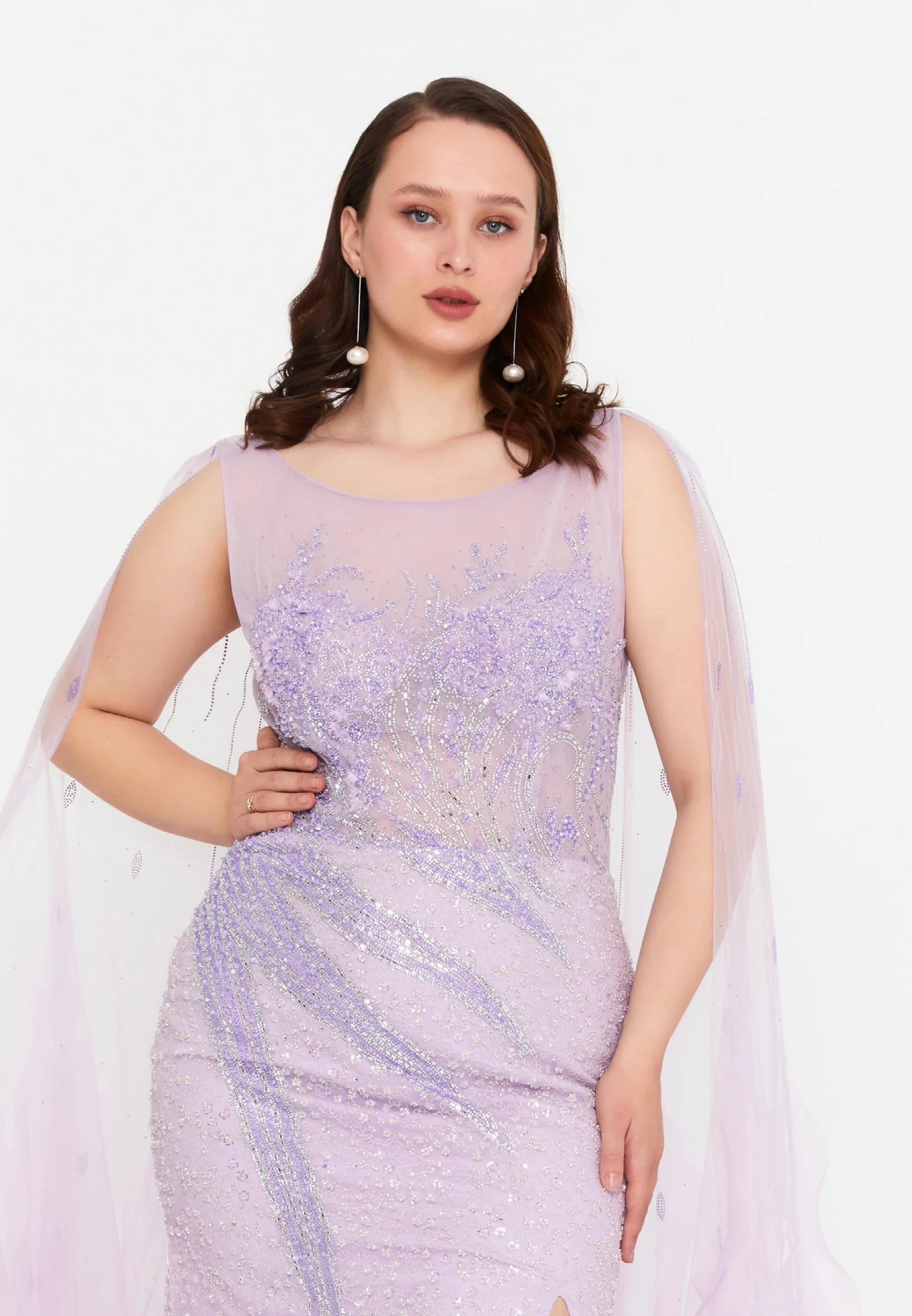 Sleeveless Maxi Tulle Mermaid Regular Wedding Guest Dress mti030120 - Image 14