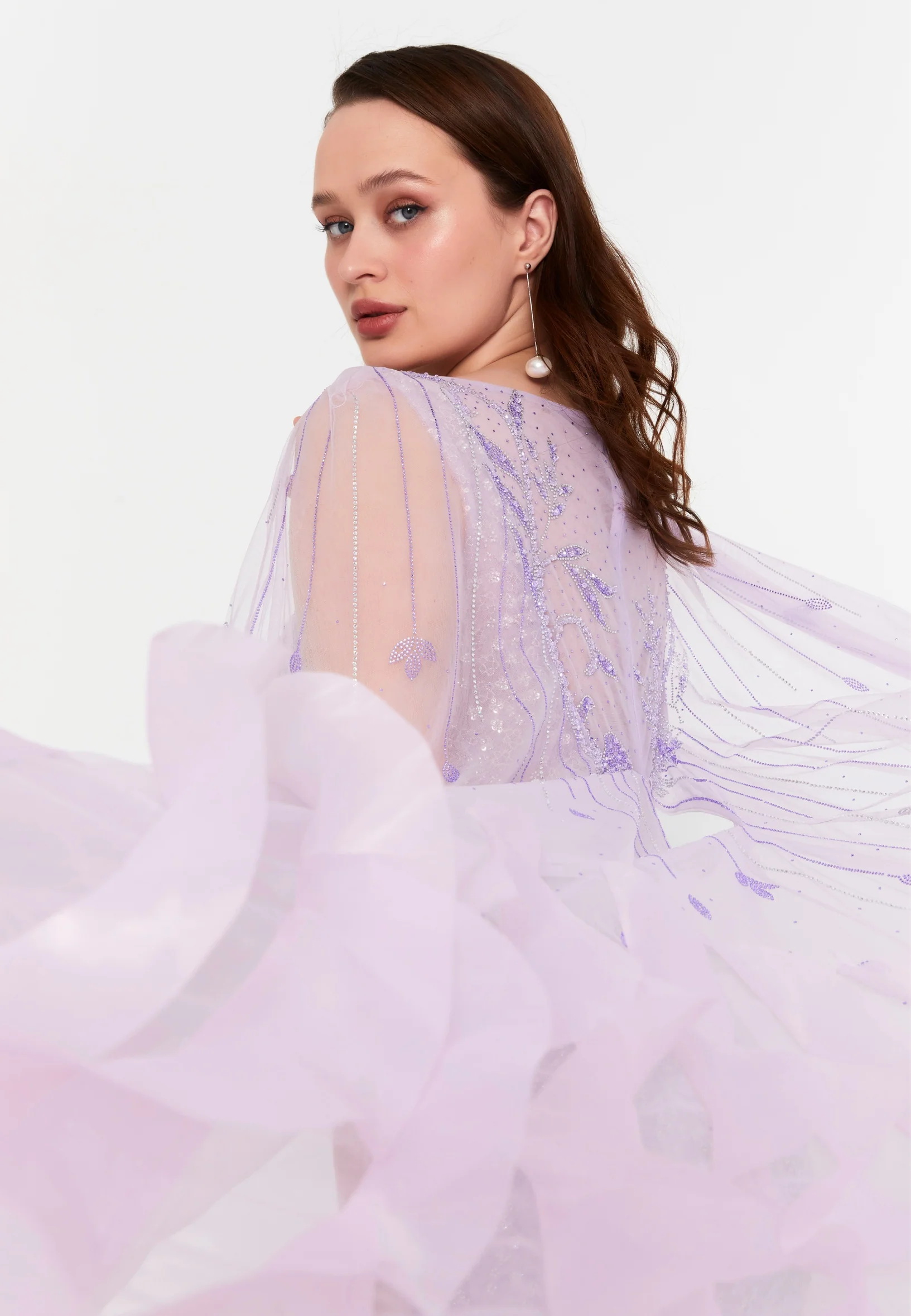 Sleeveless Maxi Tulle Mermaid Regular Wedding Guest Dress mti030120 - Image 15