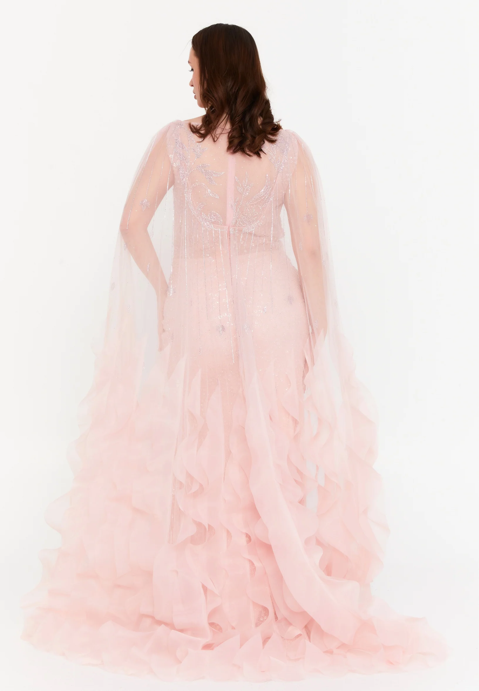 Sleeveless Maxi Tulle Mermaid Regular Wedding Guest Dress mti030120 - Image 17