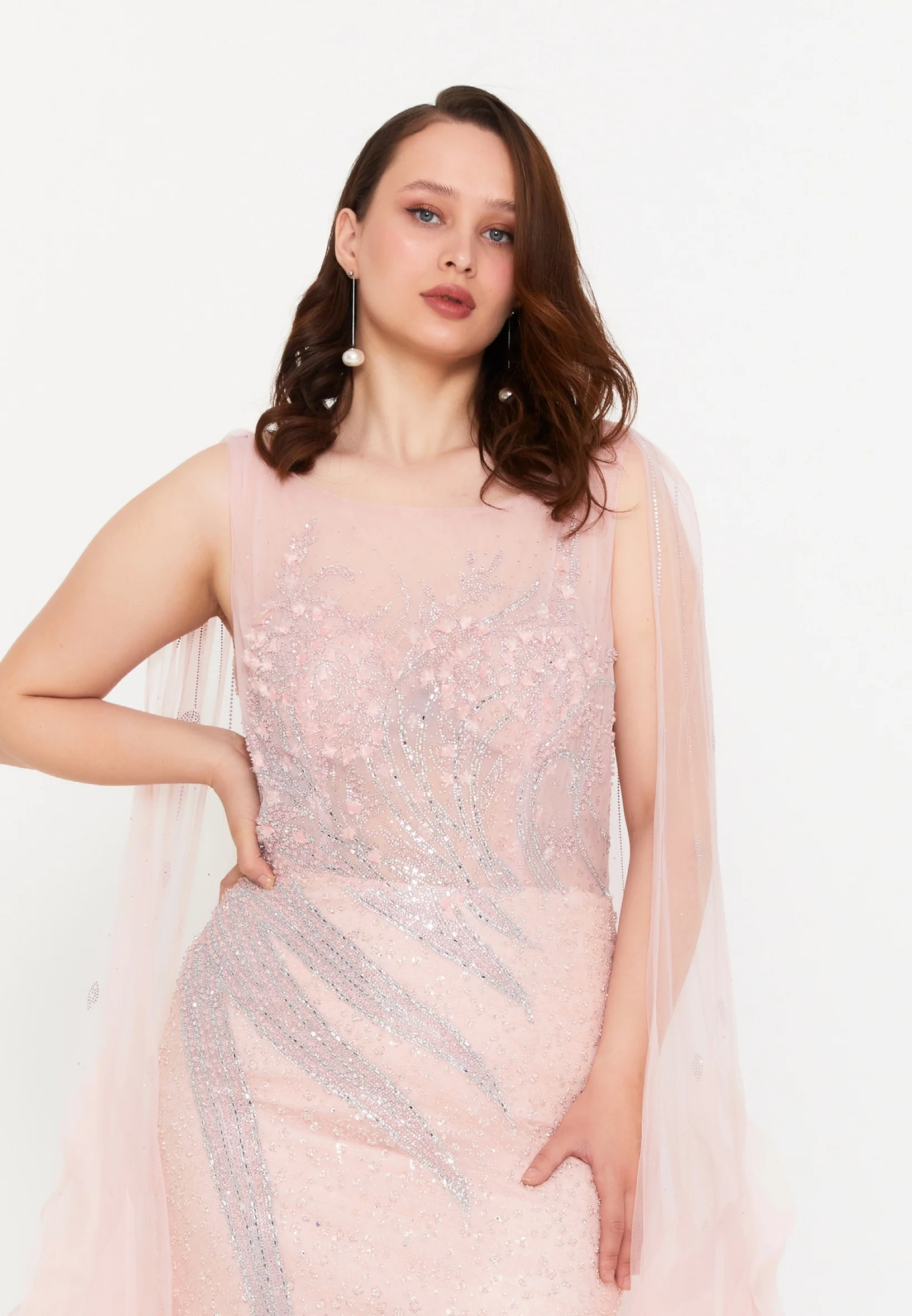 Sleeveless Maxi Tulle Mermaid Regular Wedding Guest Dress mti030120 - Image 19