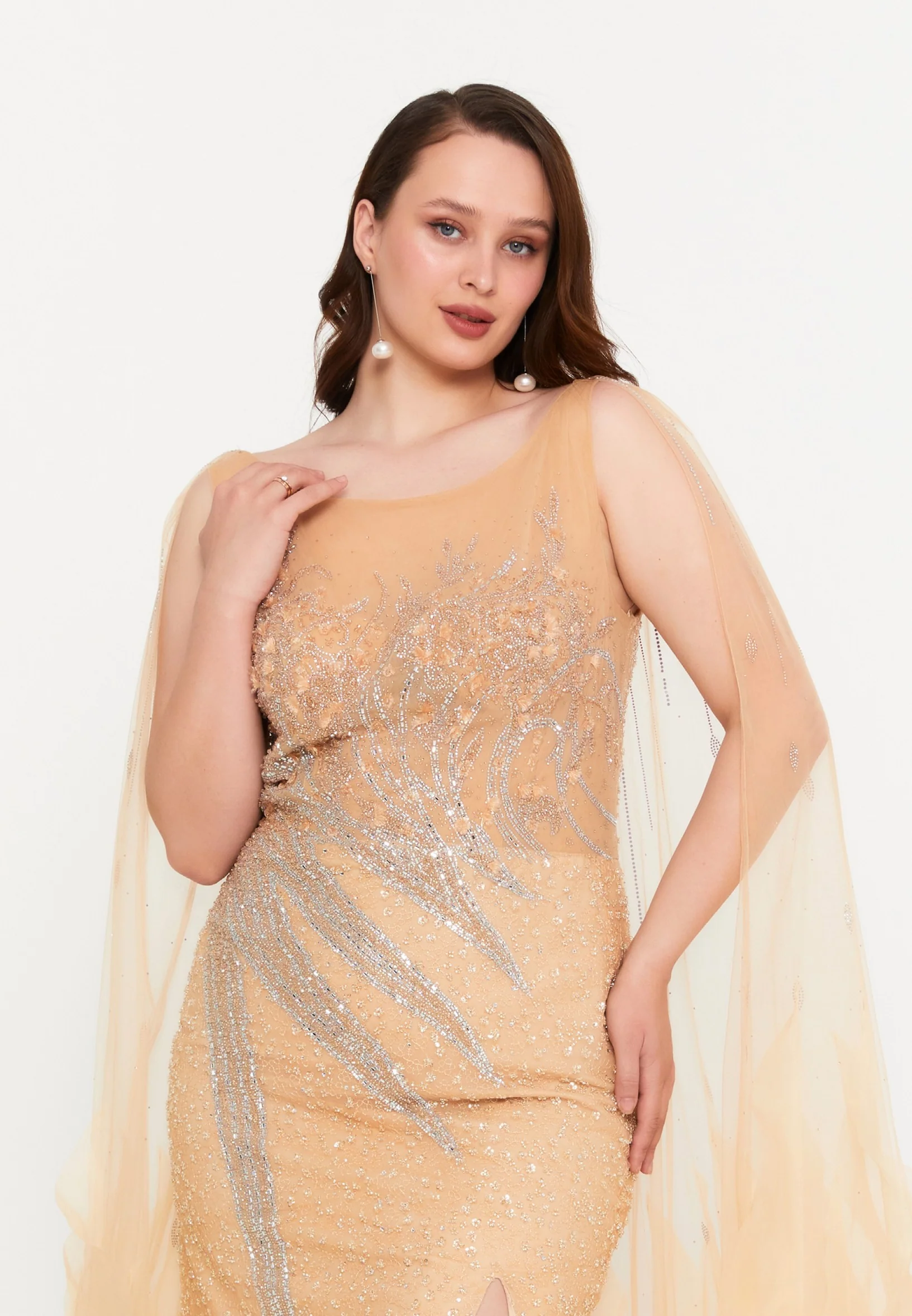 Sleeveless Maxi Tulle Mermaid Regular Wedding Guest Dress mti030120 - Image 4