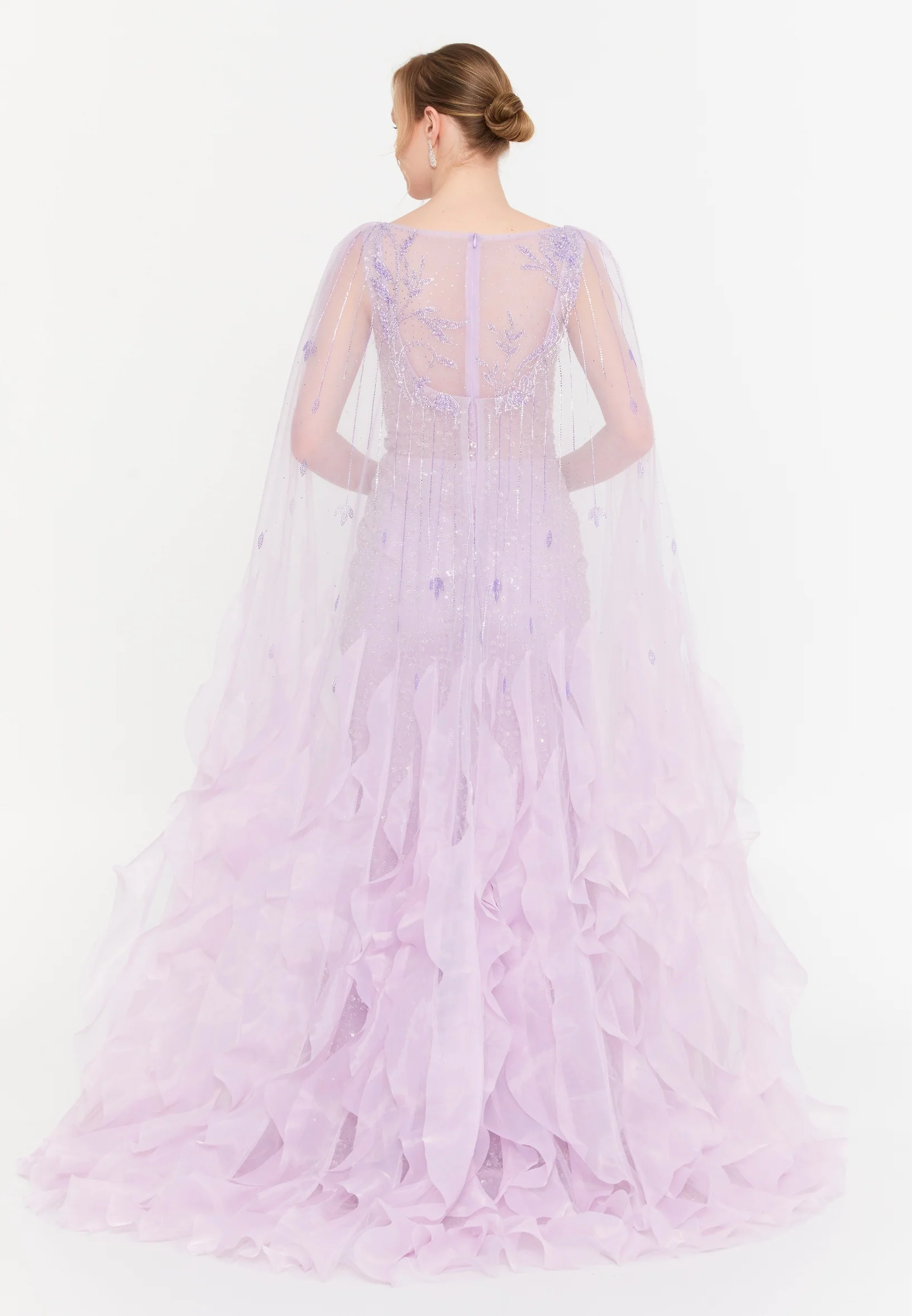Sleeveless Maxi Tulle Mermaid Regular Wedding Guest Dress mti030120 - Image 7