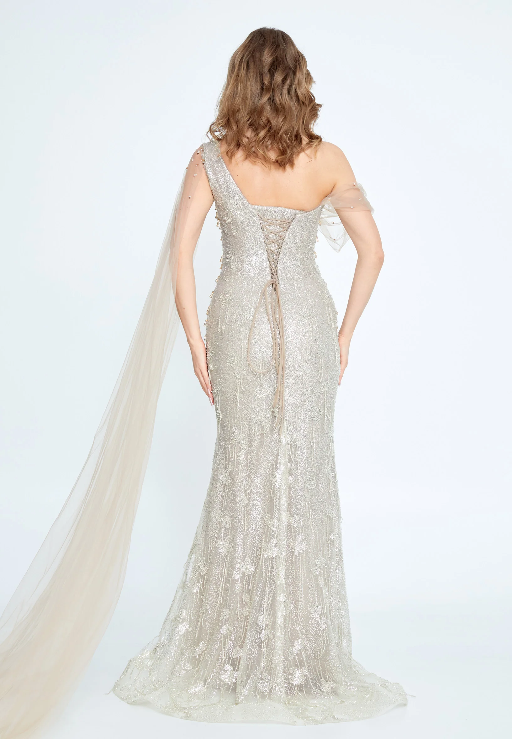 Sleeveless Maxi Tulle Mermaid Regular Wedding Guest Dress mti04-20 - Image 2