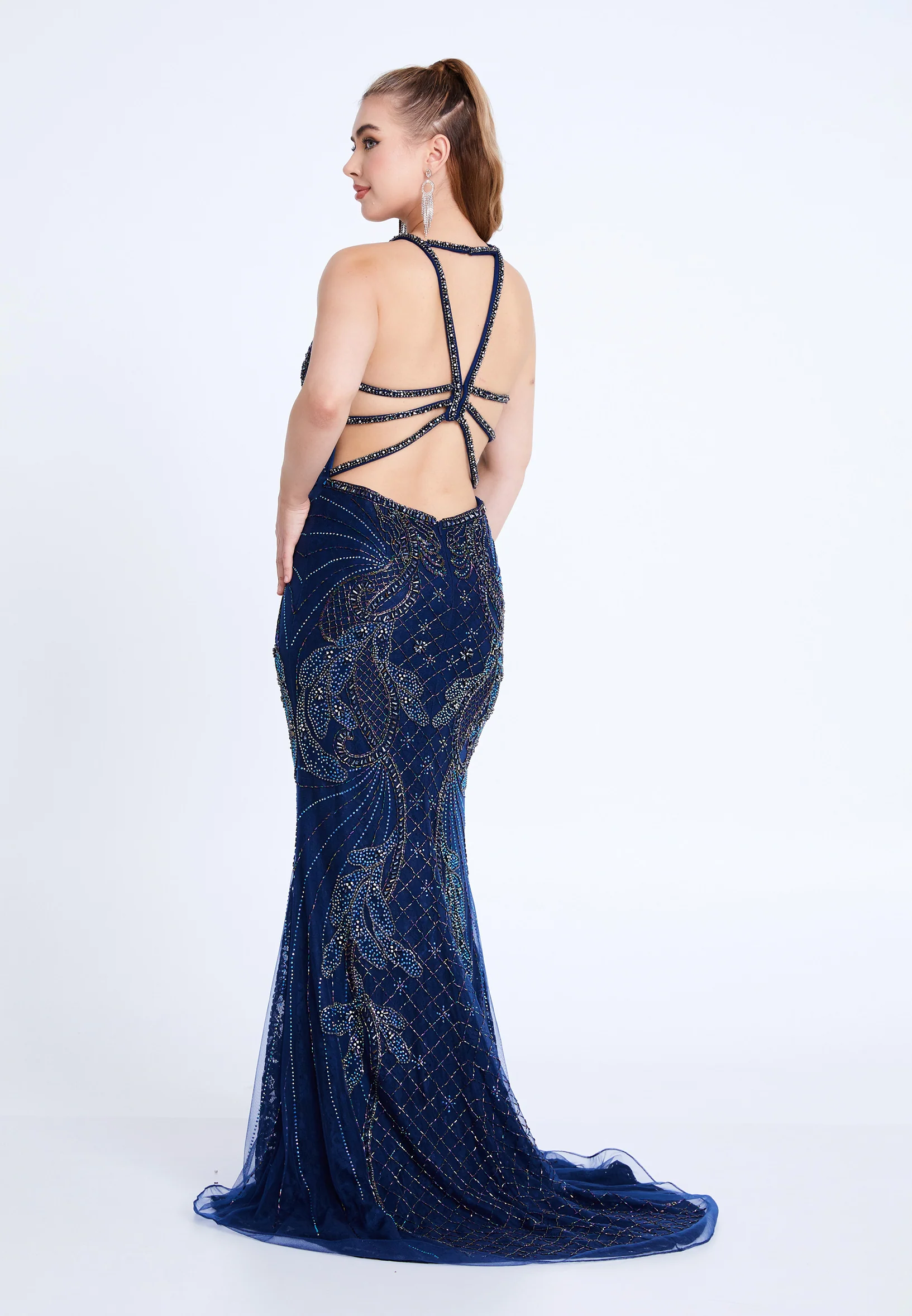 Sleeveless Maxi Tulle Mermaid Regular Wedding Guest Dress mti1407 - Image 10