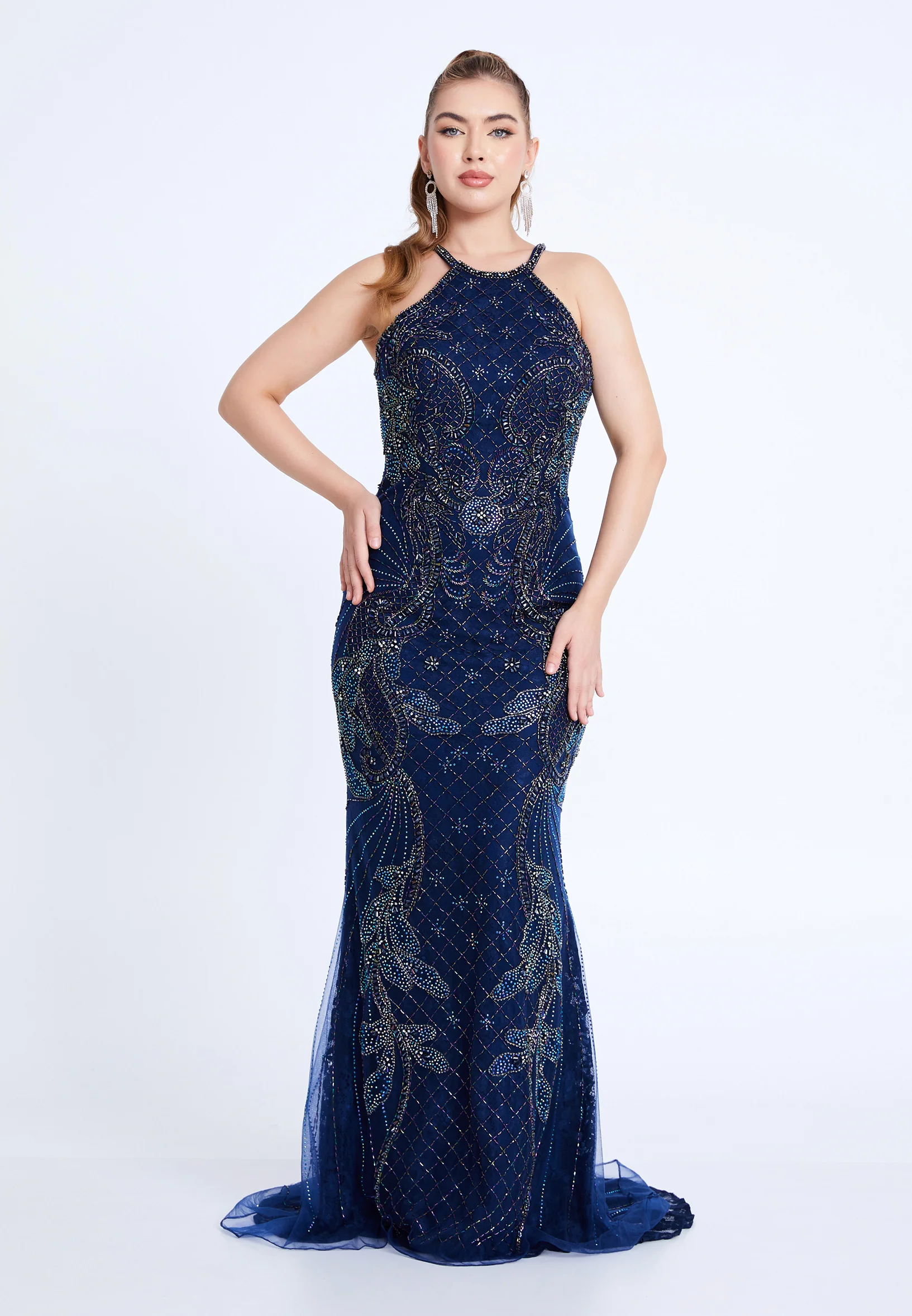 Sleeveless Maxi Tulle Mermaid Regular Wedding Guest Dress mti1407 - Image 9