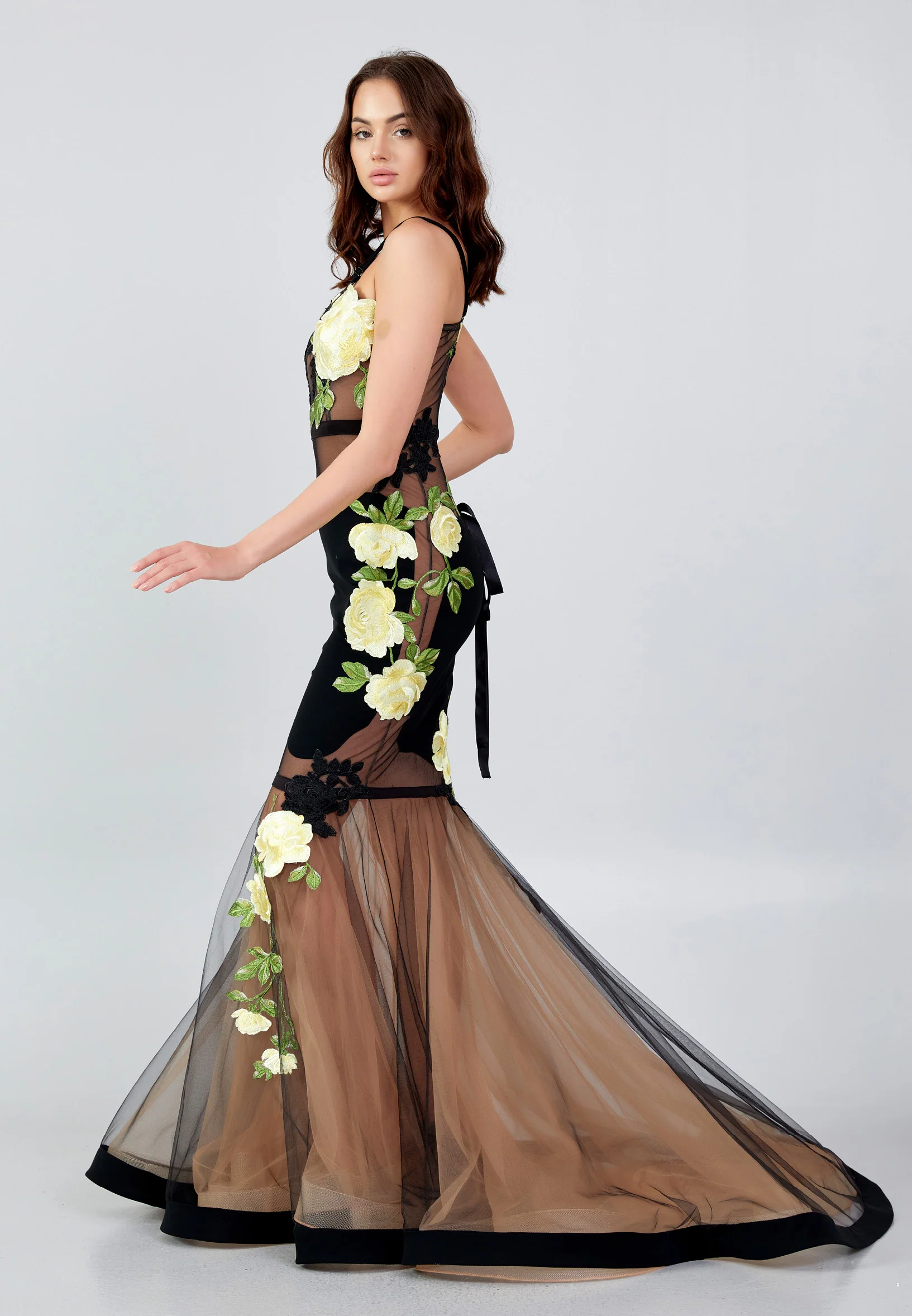 Sleeveless Maxi Tulle Mermaid Regular Wedding Guest Dress mtn88119 - Image 11