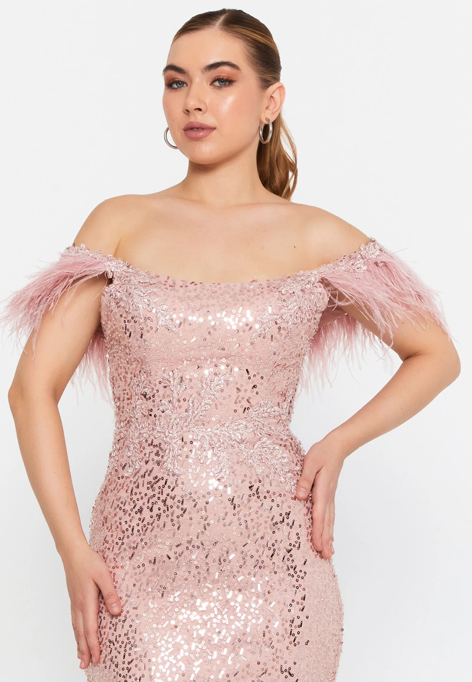Sleeveless Maxi Tulle Mermaid Regular Wedding Guest Dress omn048 - Image 4