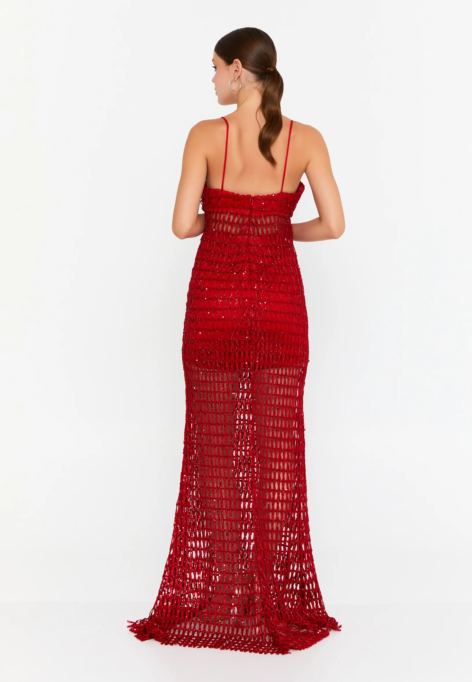 Sleeveless Maxi Tulle Mermaid Regular Wedding Guest Dress prl011 - Image 2