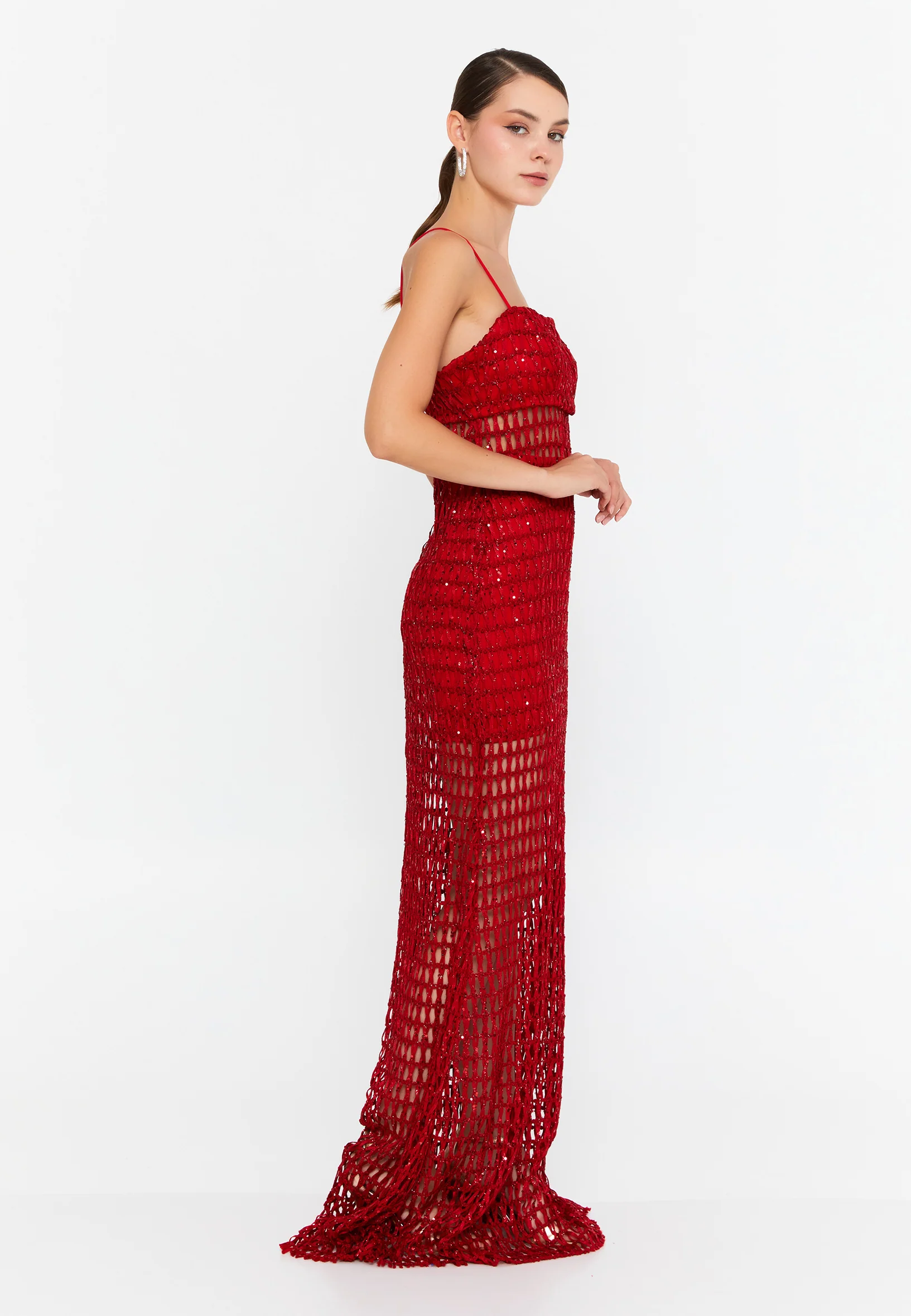 Sleeveless Maxi Tulle Mermaid Regular Wedding Guest Dress prl011 - Image 3