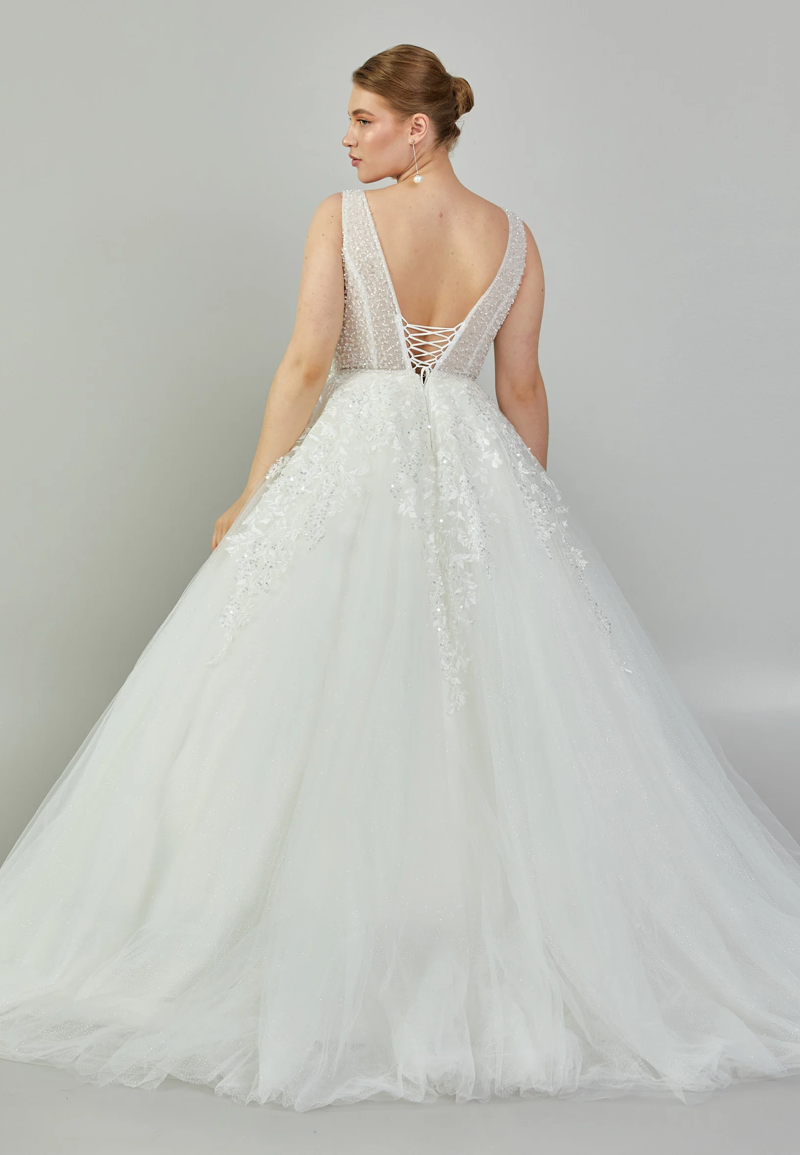 Sleeveless Maxi Tulle Plus Size Wedding Dress blv350068 - Image 5