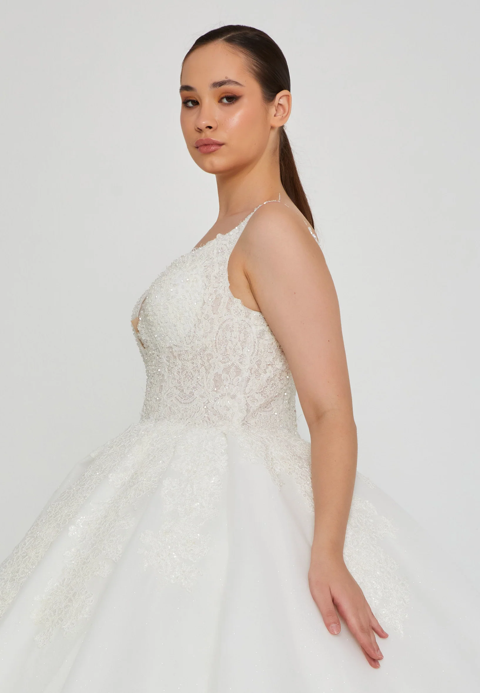Sleeveless Maxi Tulle Plus Size Wedding Dress blv350147 - Image 2