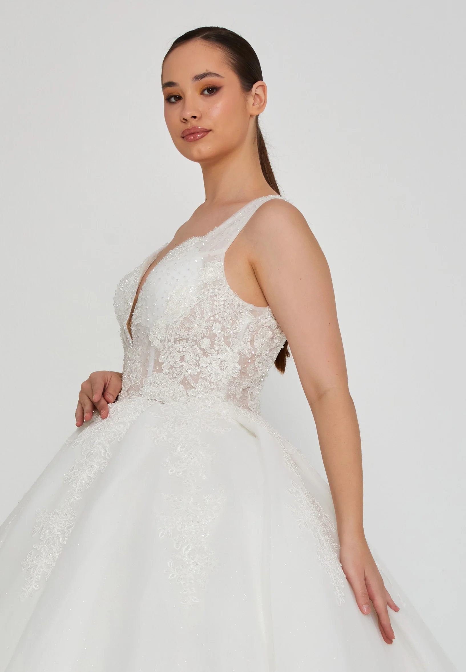 Sleeveless Maxi Tulle Plus Size Wedding Dress blv350148 - Image 2