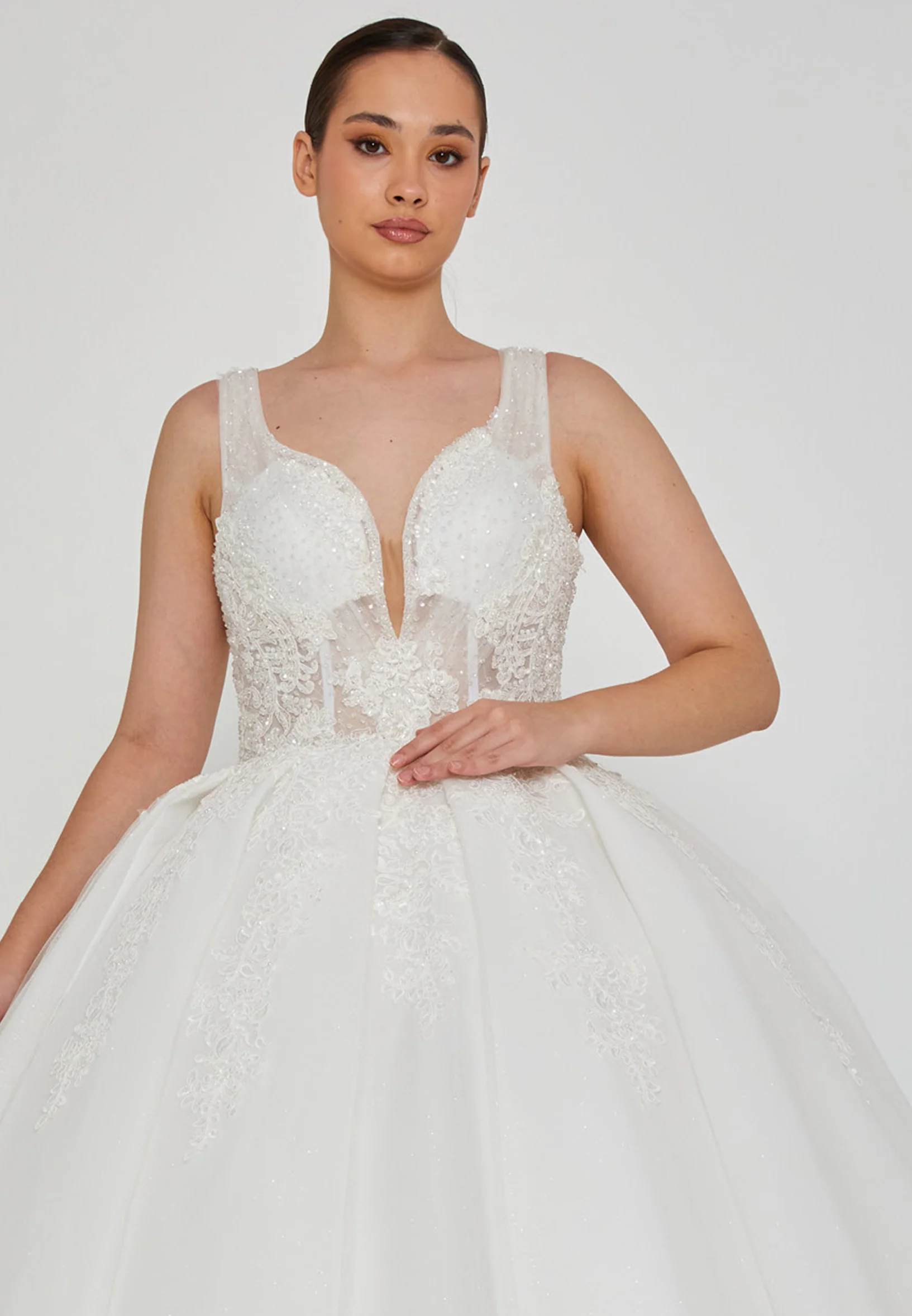 Sleeveless Maxi Tulle Plus Size Wedding Dress blv350148 - Image 6