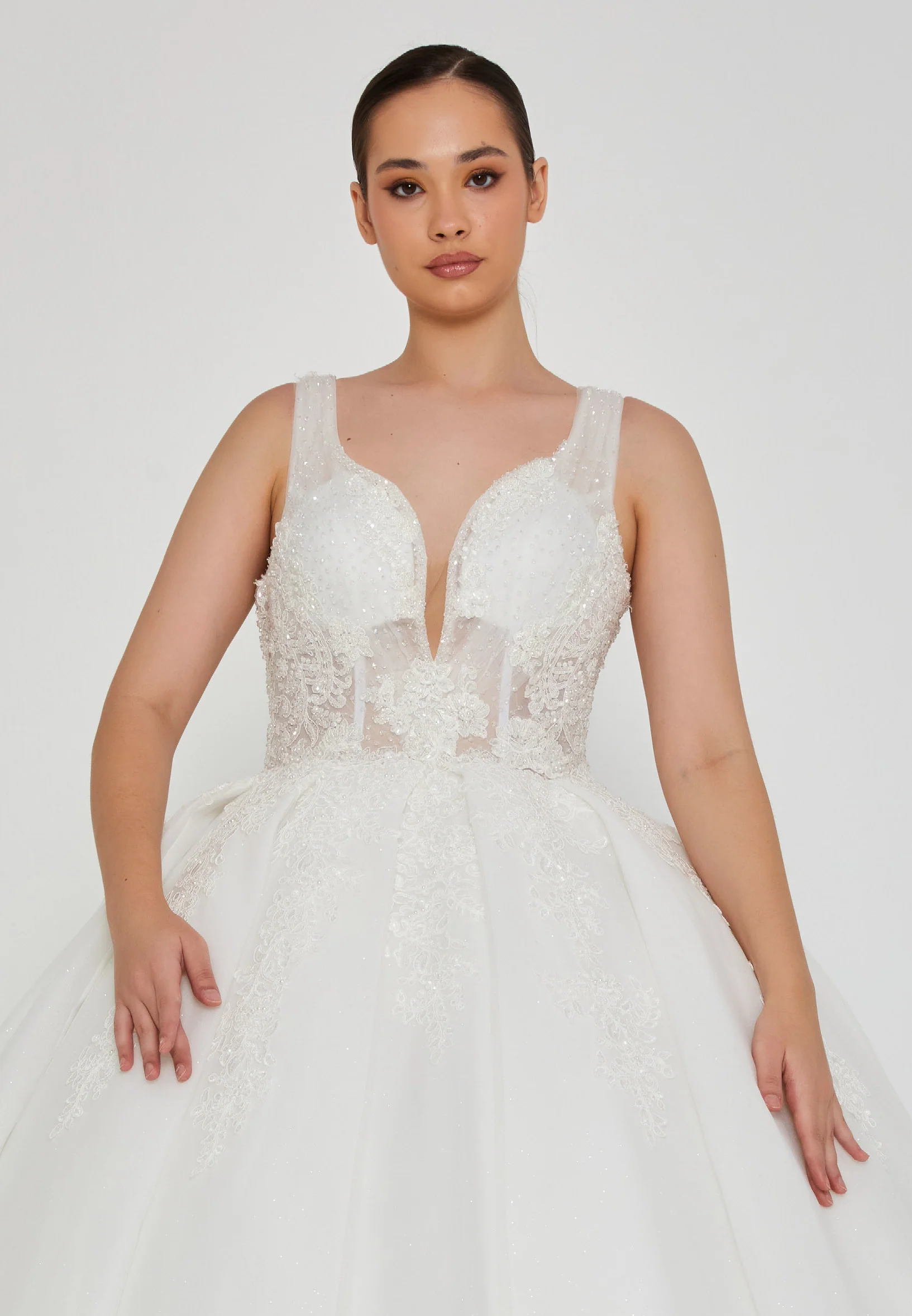 Sleeveless Maxi Tulle Plus Size Wedding Dress blv350148 - Image 7