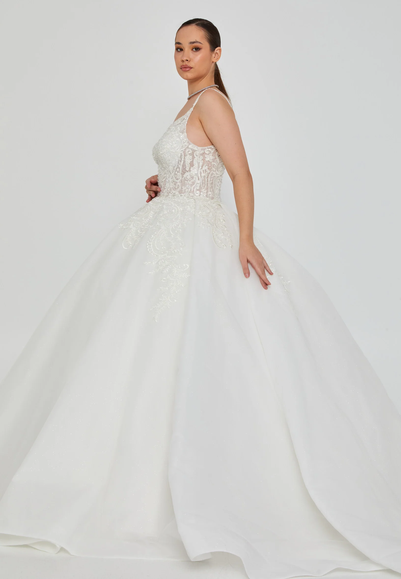 Sleeveless Maxi Tulle Plus Size Wedding Dress blv350175 - Image 5