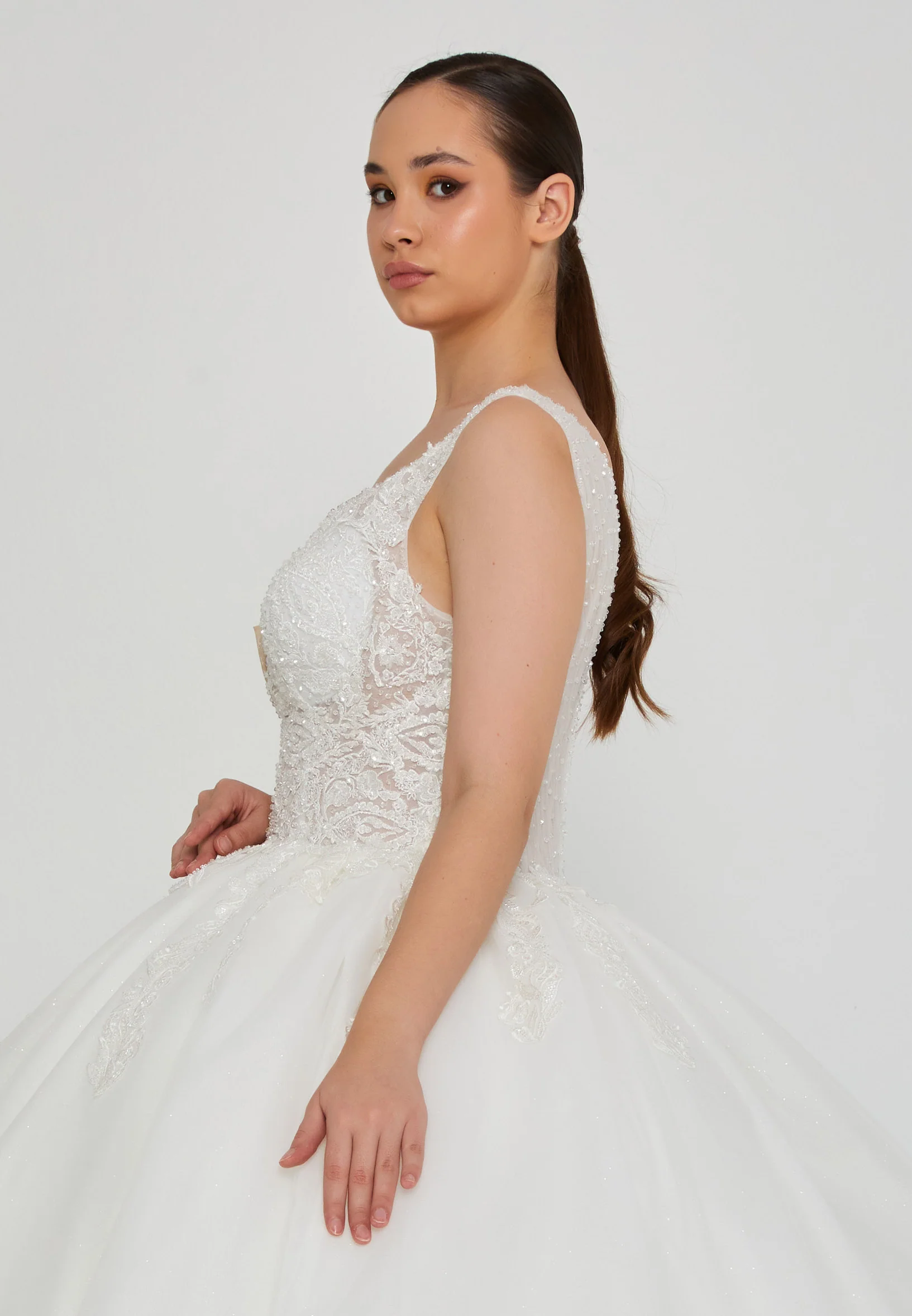 Sleeveless Maxi Tulle Plus Size Wedding Dress blv350177 - Image 2