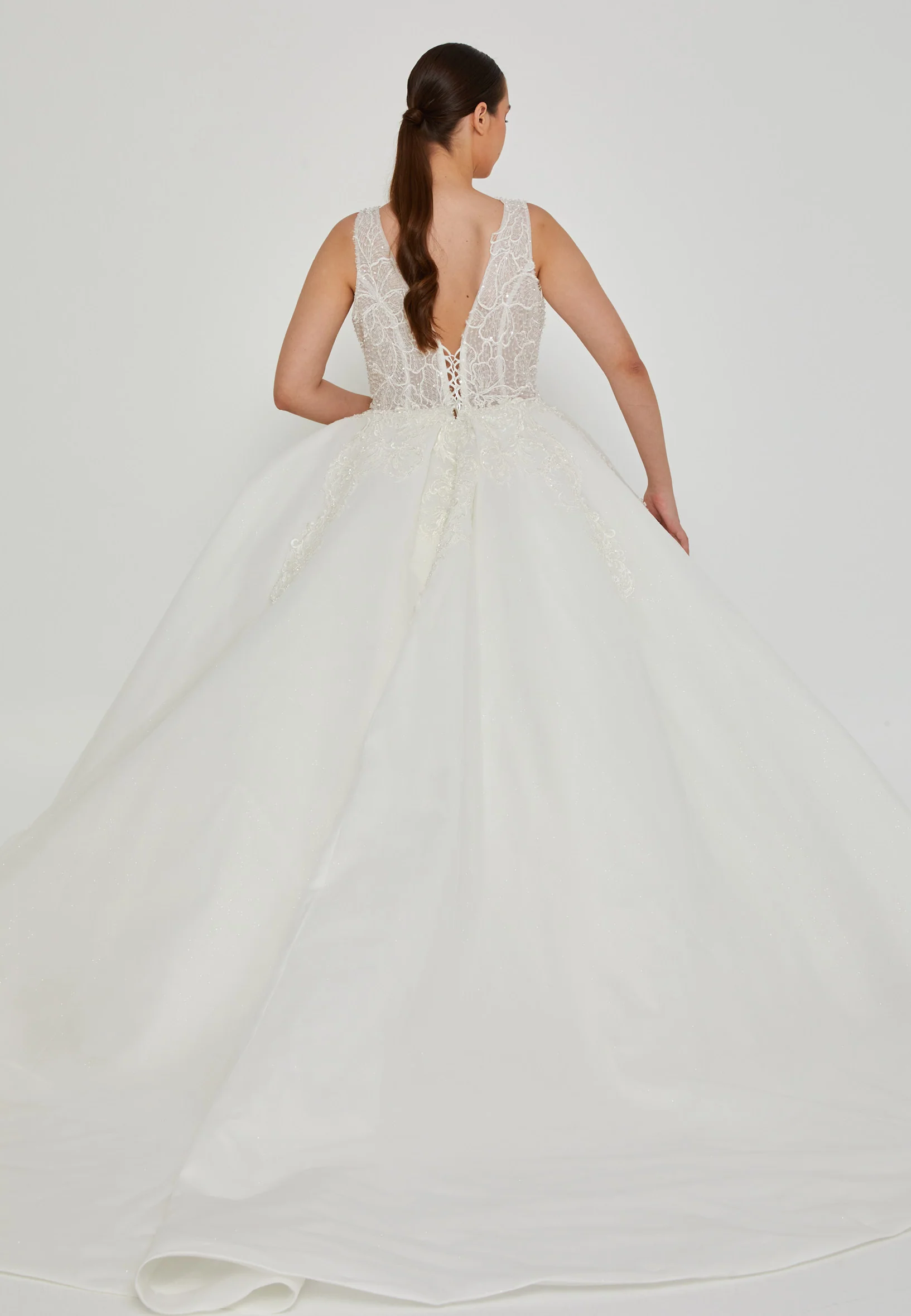 Sleeveless Maxi Tulle Plus Size Wedding Dress blv350202 - Image 4