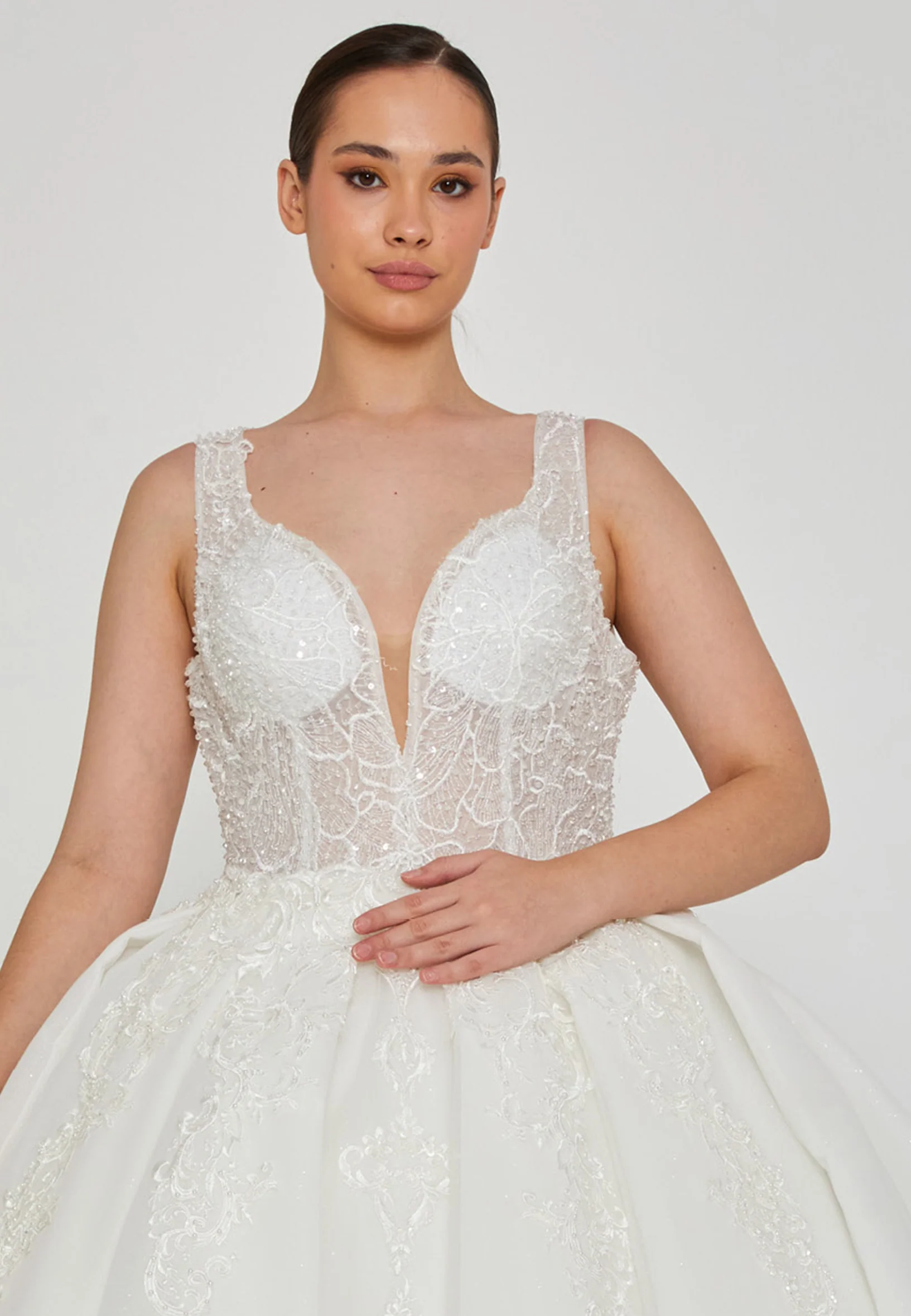 Sleeveless Maxi Tulle Plus Size Wedding Dress blv350202 - Image 6