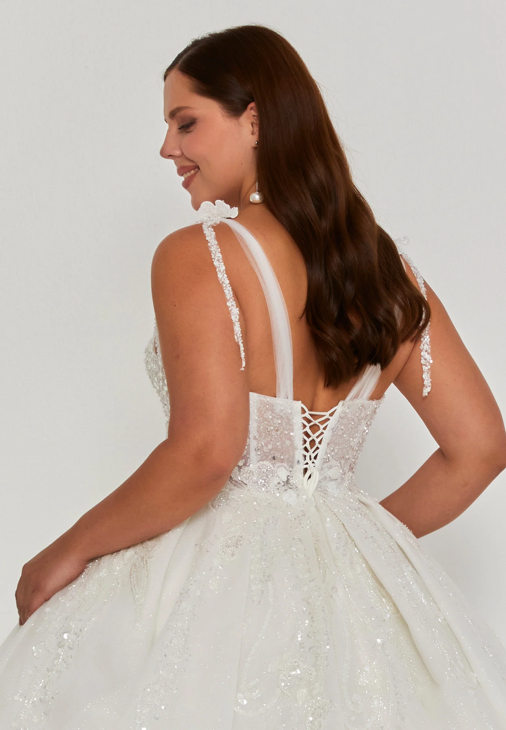 Sleeveless Maxi Tulle Plus Size Wedding Dress blv360201 - Image 3