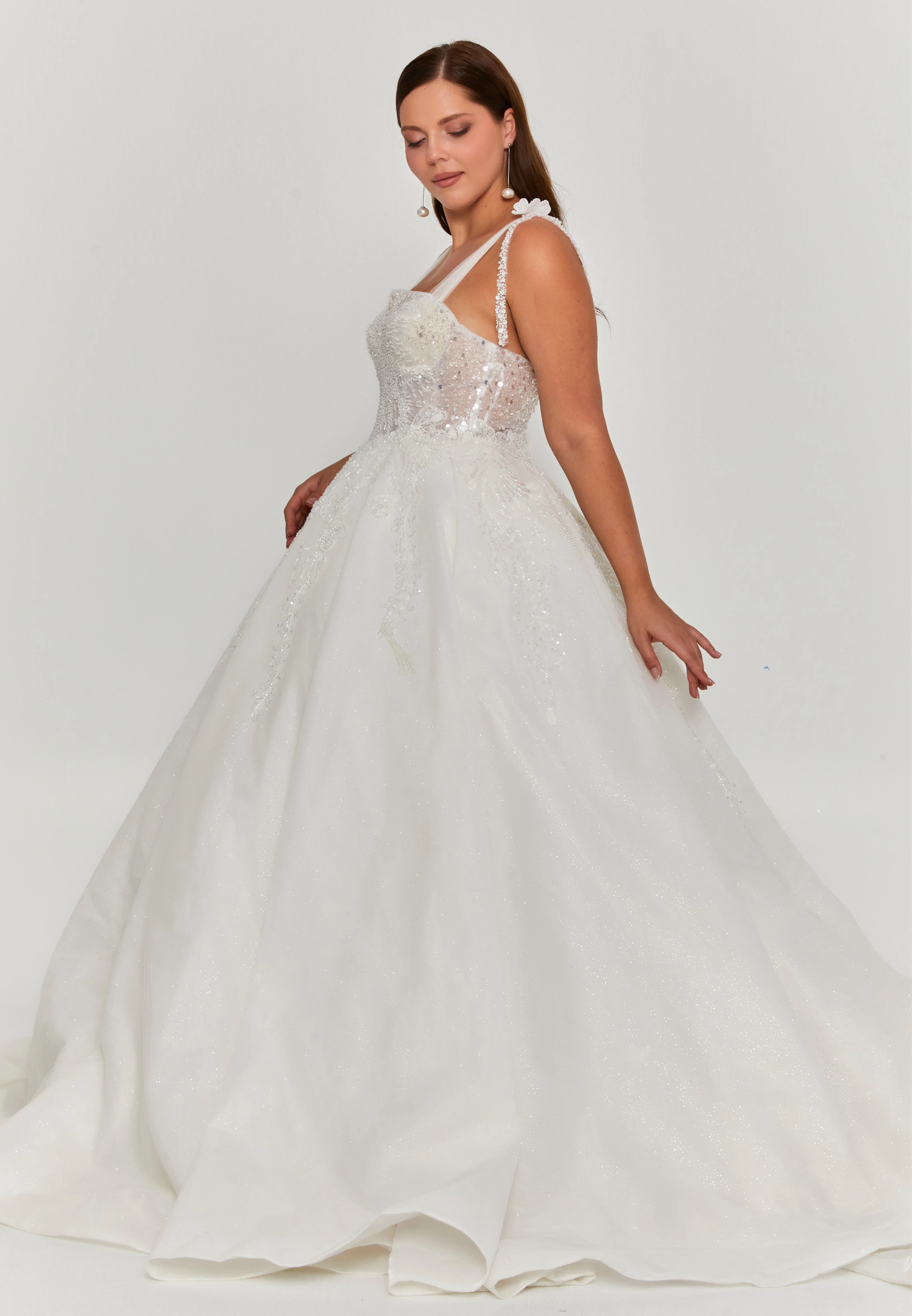 Sleeveless Maxi Tulle Plus Size Wedding Dress blv360201 - Image 5