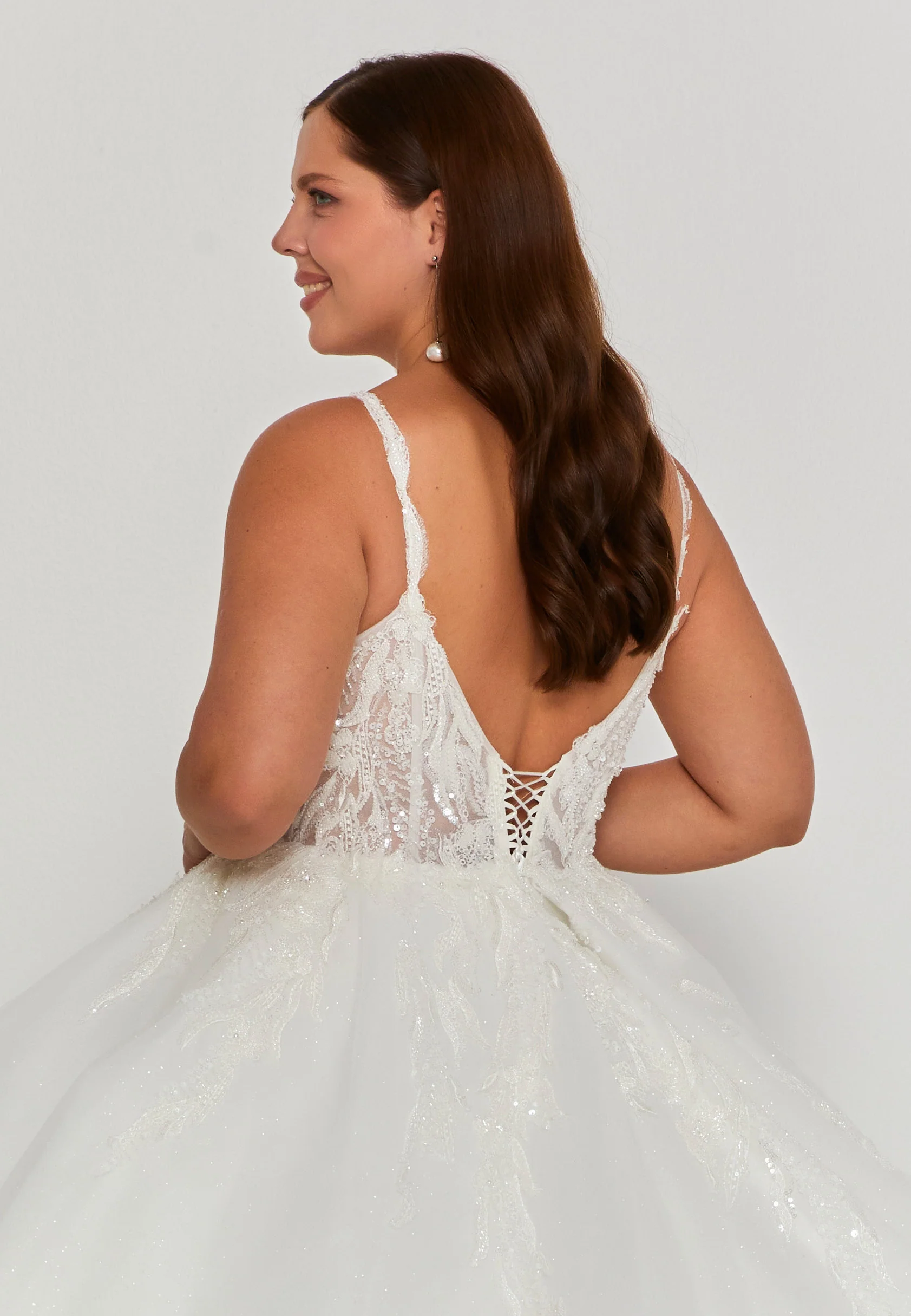 Sleeveless Maxi Tulle Plus Size Wedding Dress blv360206 - Image 3