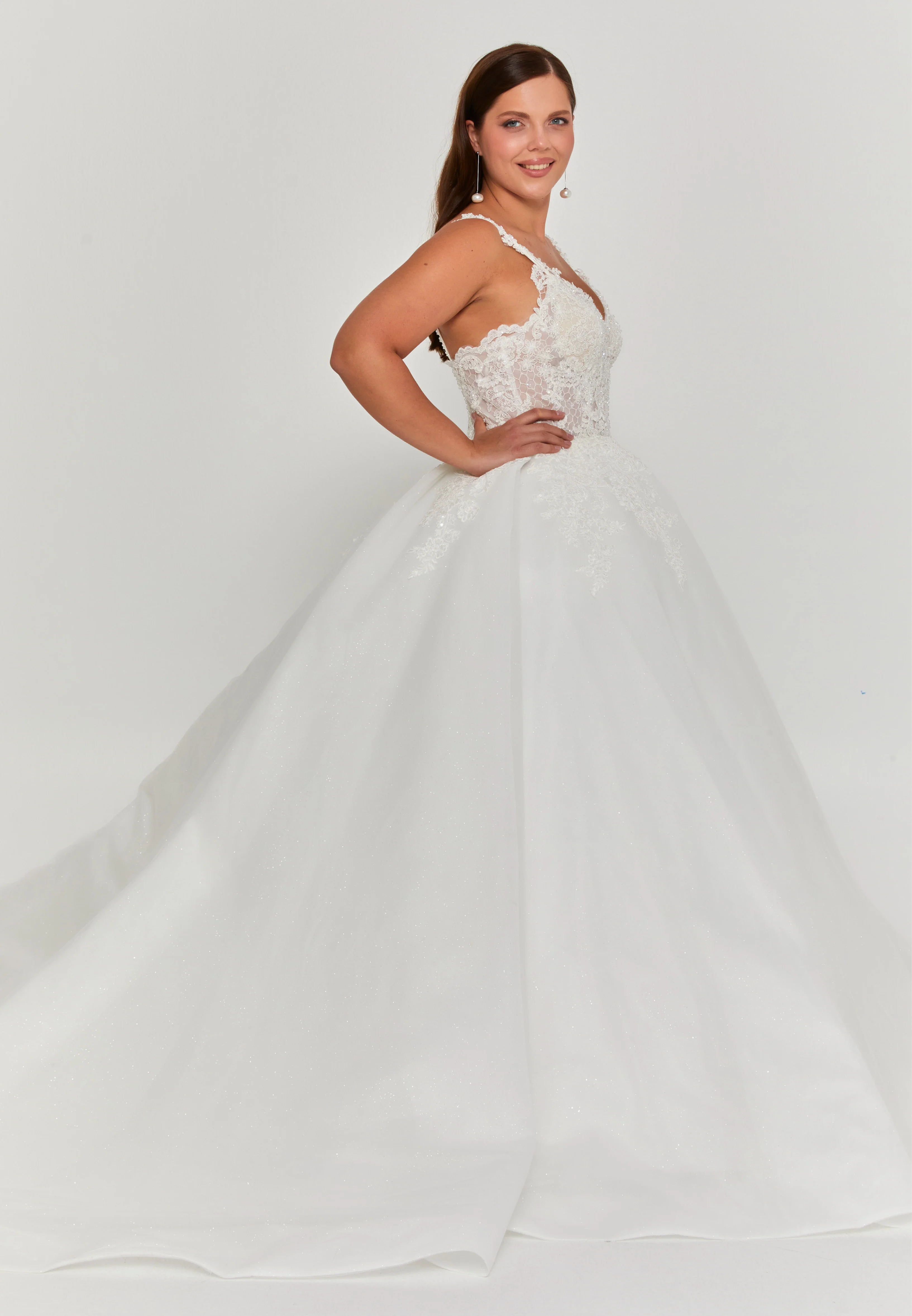 Sleeveless Maxi Tulle Plus Size Wedding Dress blv360207 - Image 5