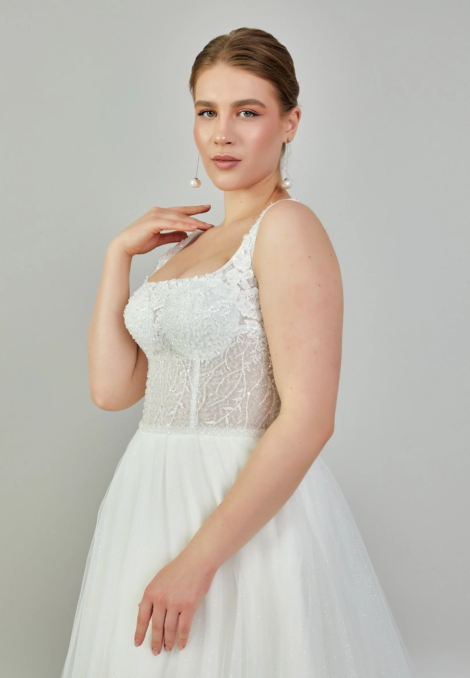 Sleeveless Maxi Tulle Plus Size Wedding Dress nor333 - Image 2