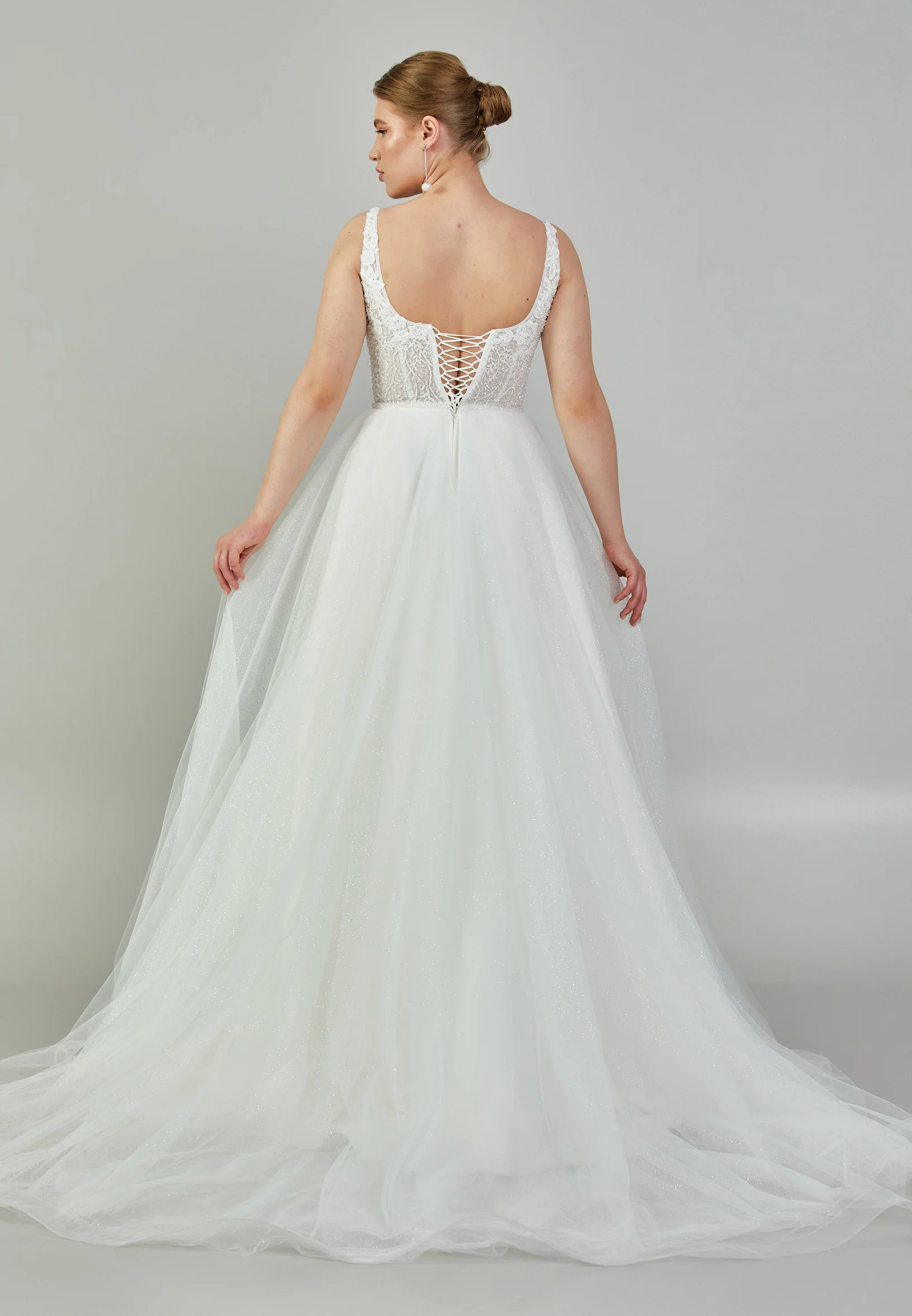 Sleeveless Maxi Tulle Plus Size Wedding Dress nor333 - Image 5