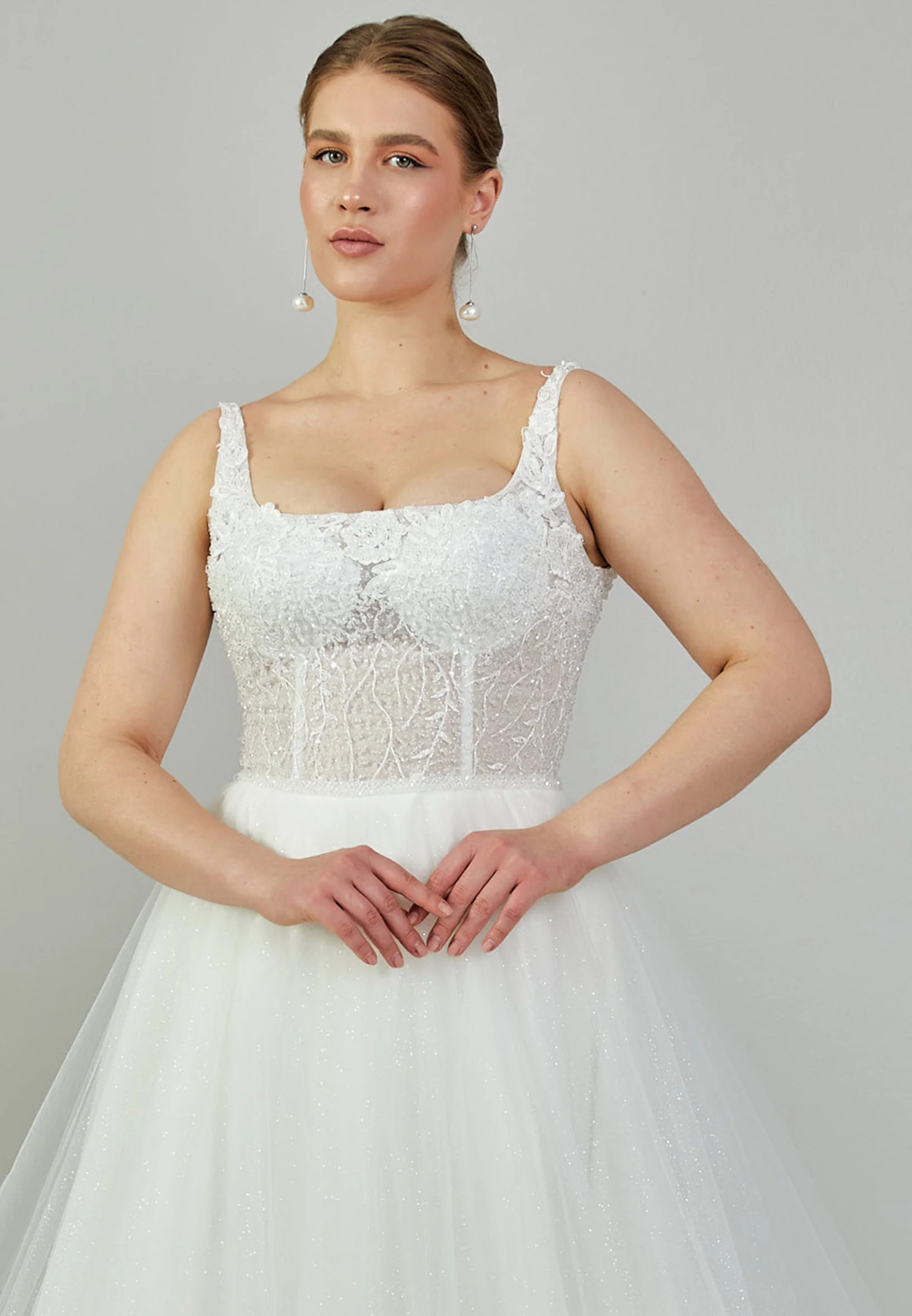 Sleeveless Maxi Tulle Plus Size Wedding Dress nor333 - Image 7