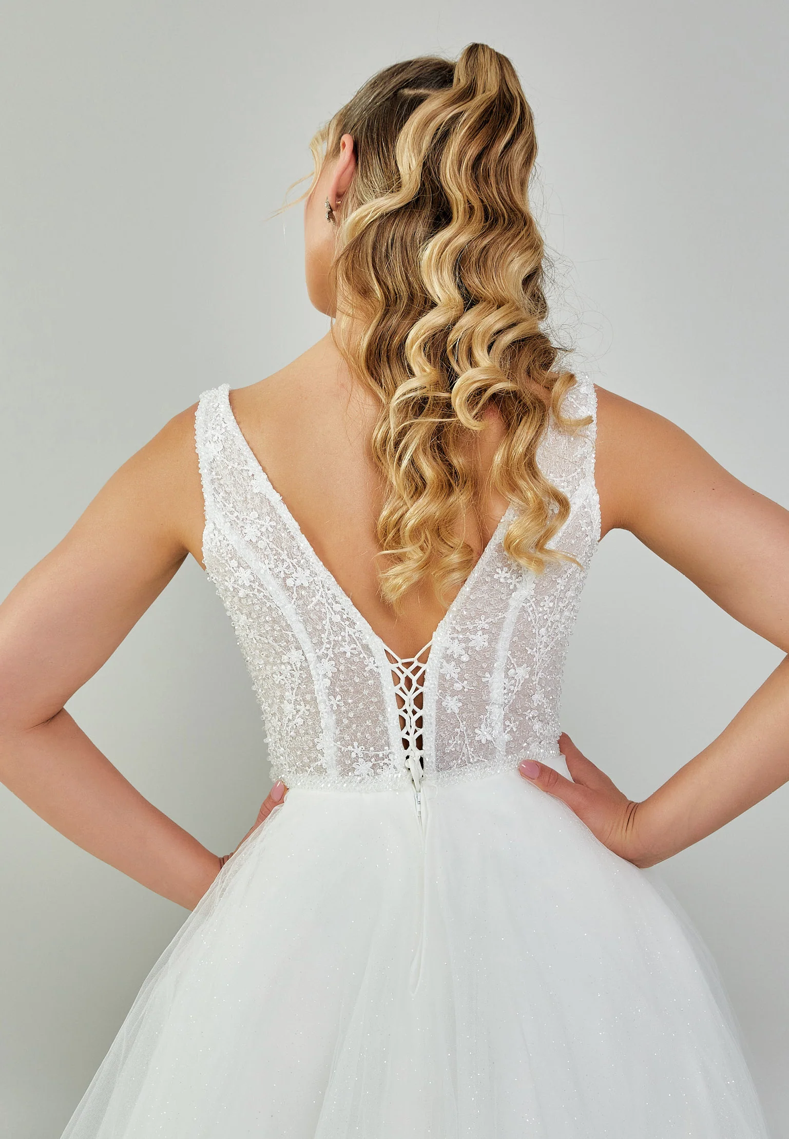 Sleeveless Maxi Tulle Plus Size Wedding Dress nor384 - Image 8