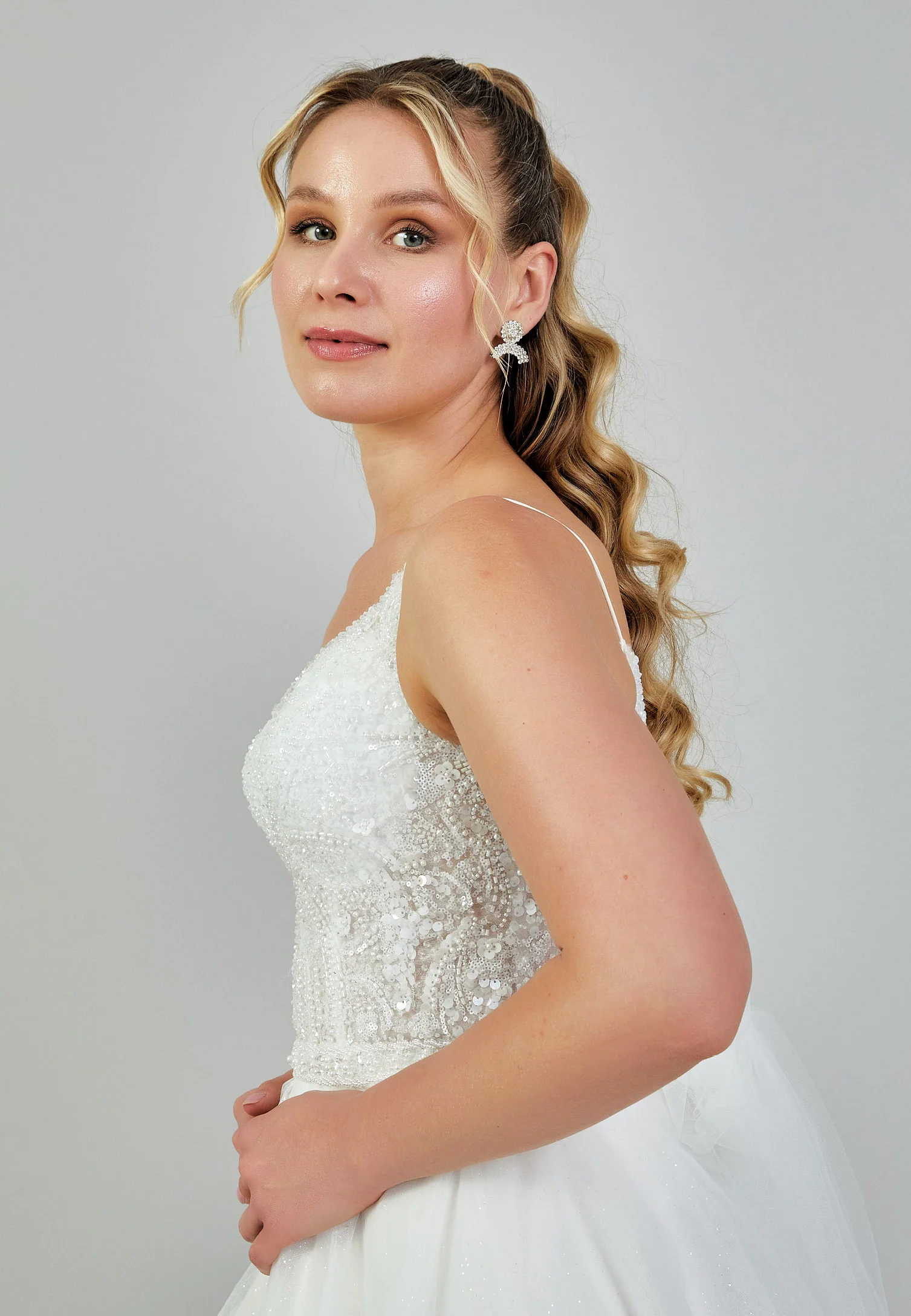Sleeveless Maxi Tulle Plus Size Wedding Dress nor386 - Image 2