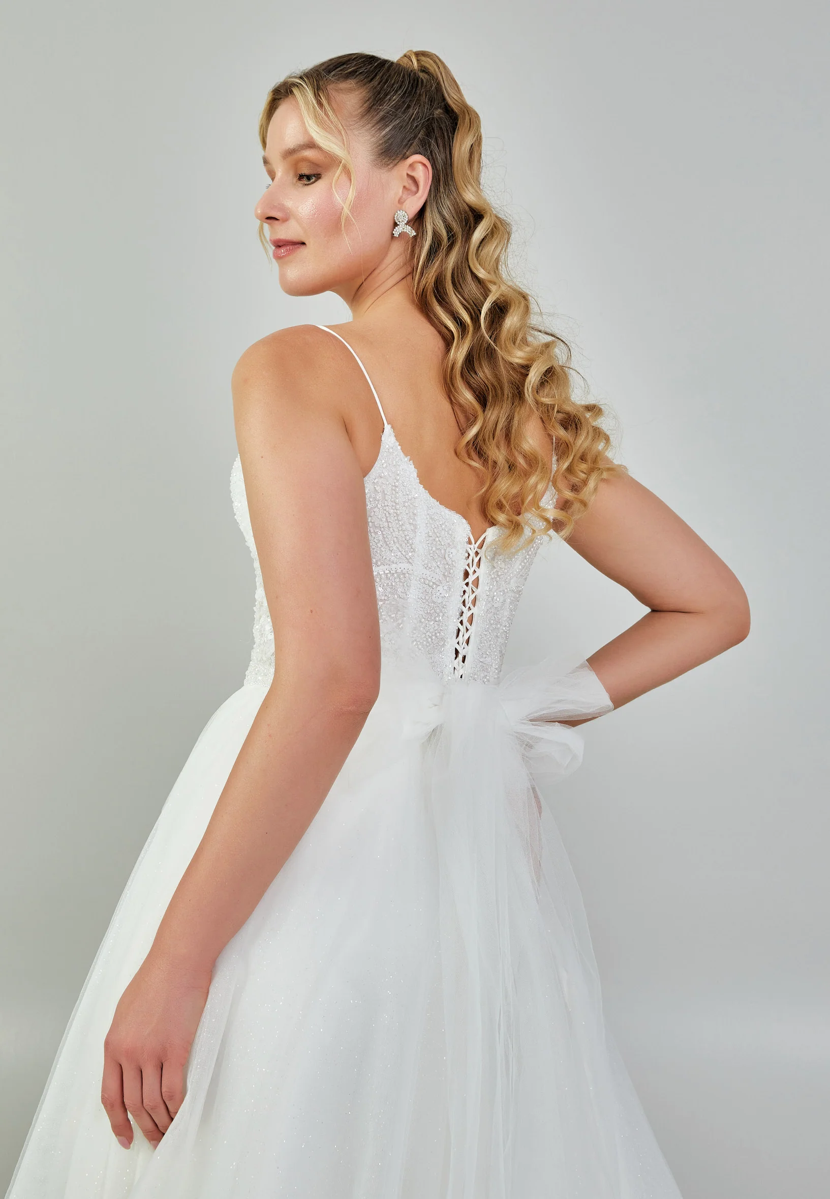 Sleeveless Maxi Tulle Plus Size Wedding Dress nor386 - Image 8