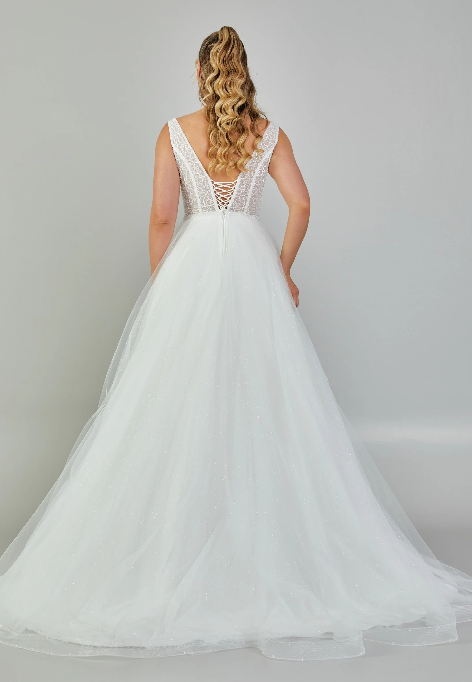 Sleeveless Maxi Tulle Plus Size Wedding Dress nor387 - Image 5
