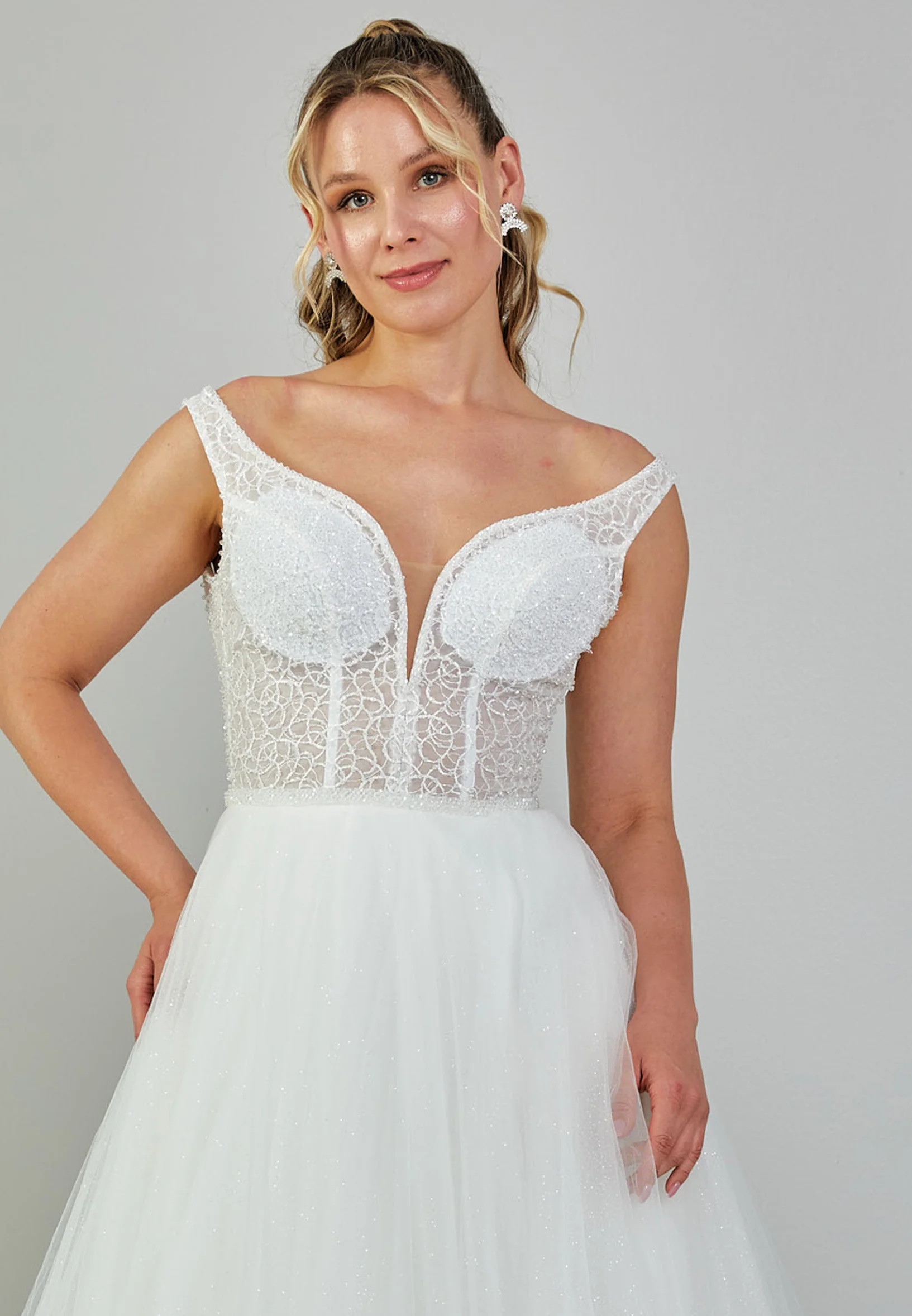 Sleeveless Maxi Tulle Plus Size Wedding Dress nor387 - Image 7