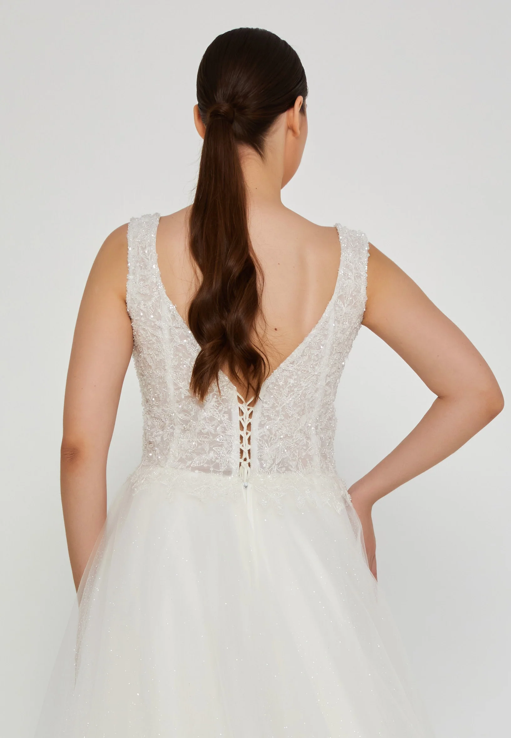 Sleeveless Maxi Tulle Plus Size Wedding Dress nor401 - Image 3