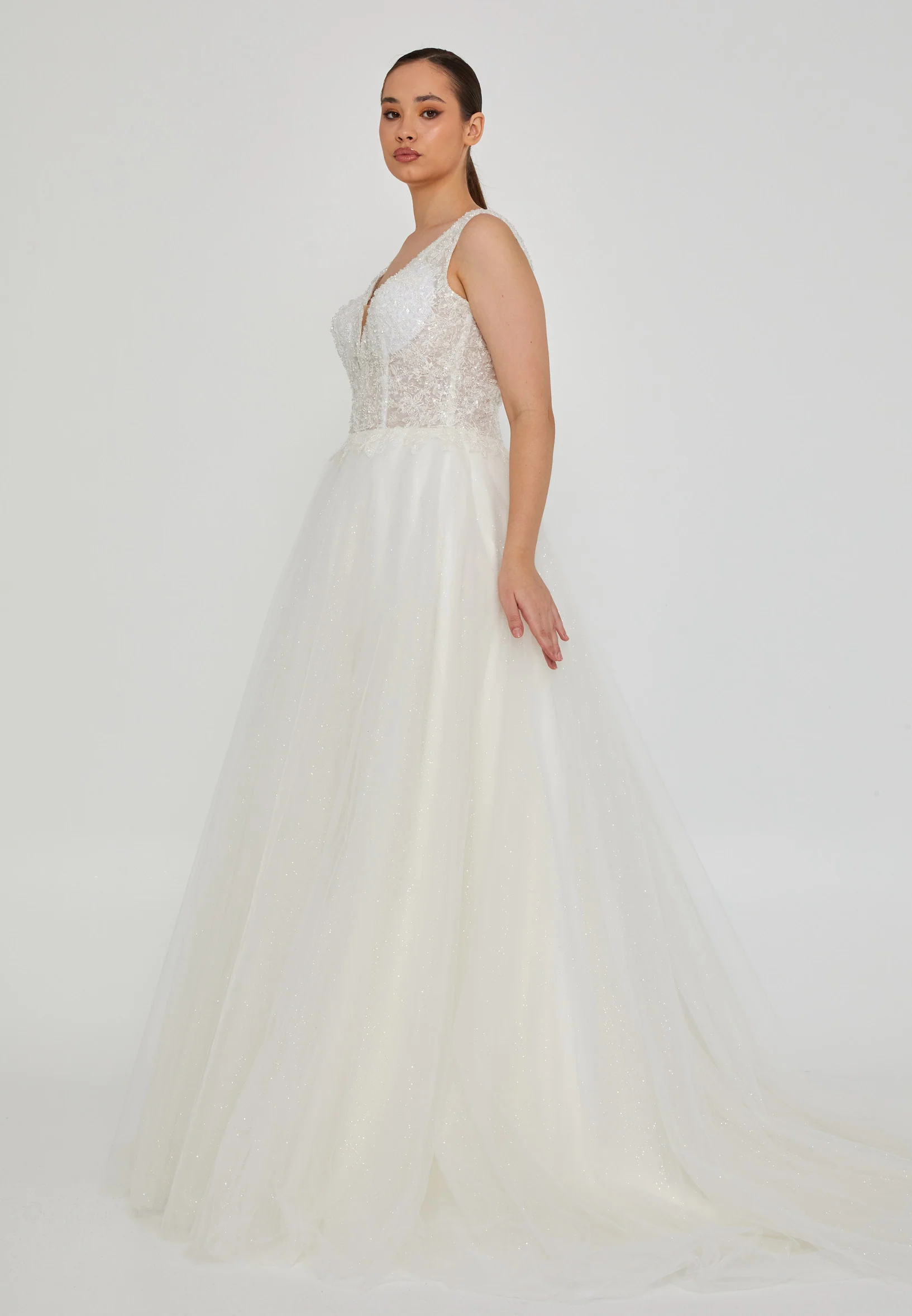 Sleeveless Maxi Tulle Plus Size Wedding Dress nor401 - Image 5