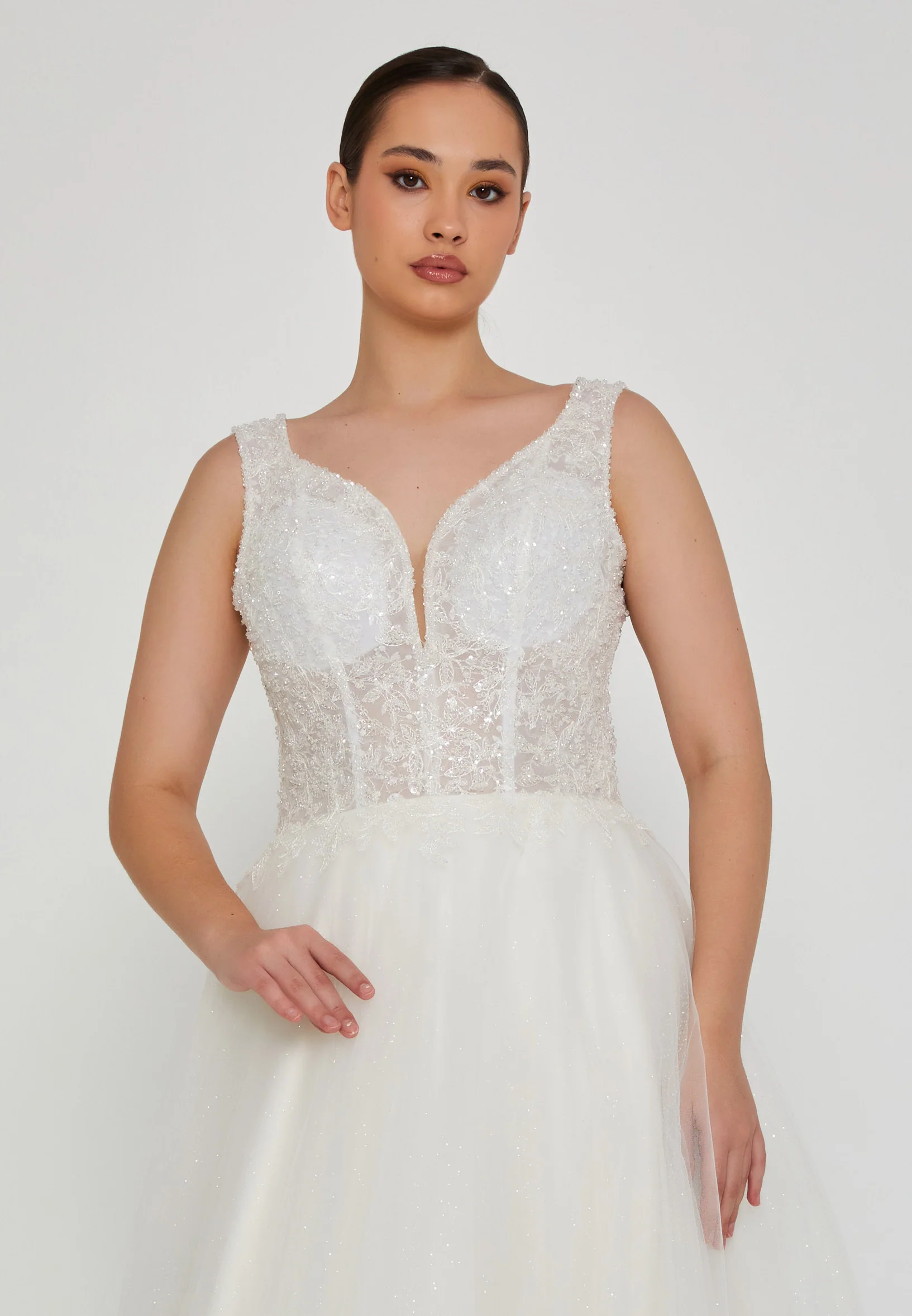 Sleeveless Maxi Tulle Plus Size Wedding Dress nor401 - Image 7