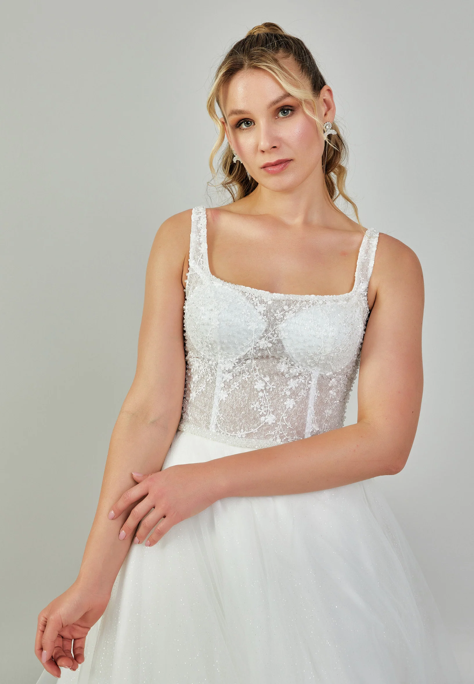 Sleeveless Maxi Tulle Plus Size Wedding Dress nor404 - Image 3
