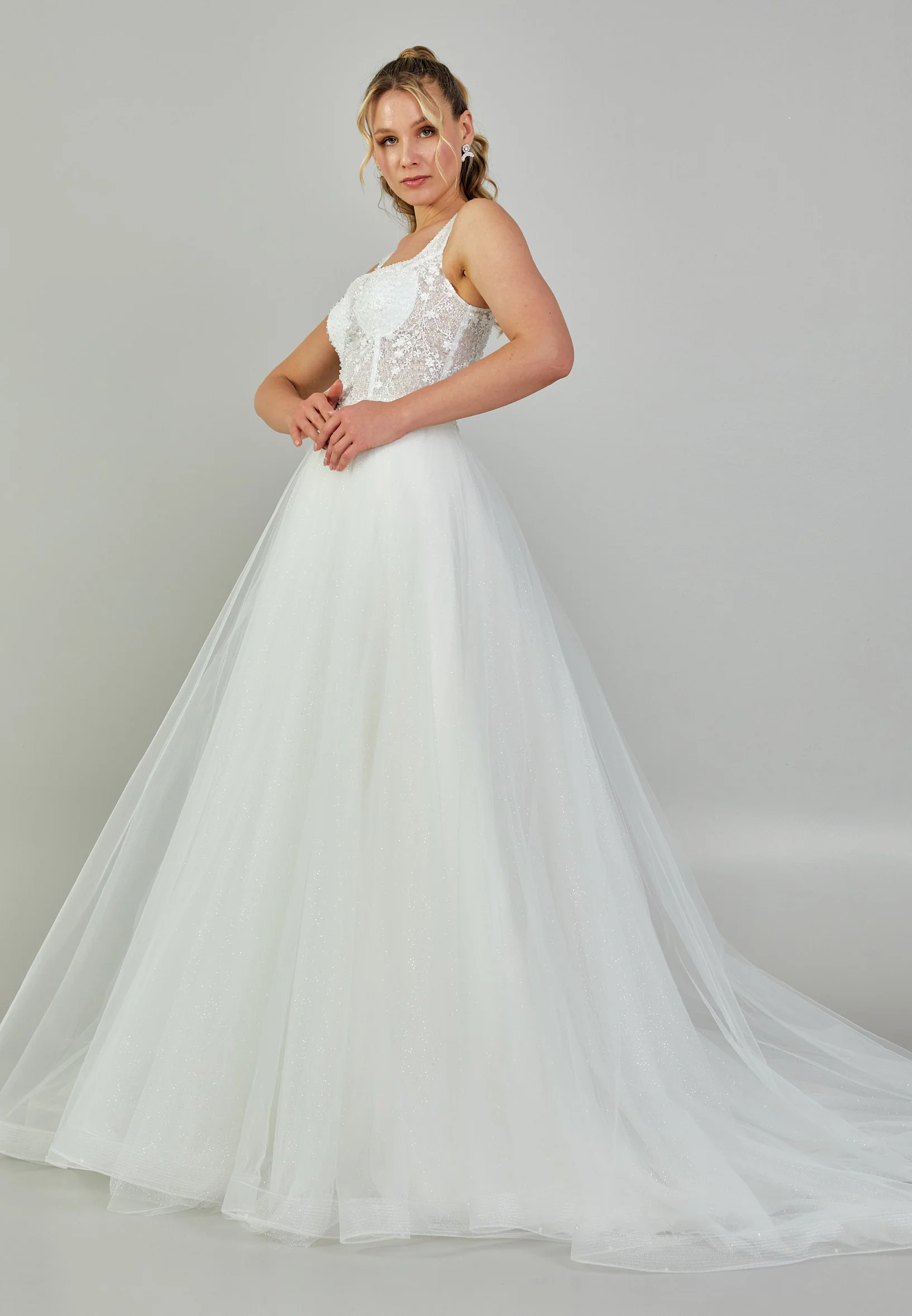 Sleeveless Maxi Tulle Plus Size Wedding Dress nor404 - Image 6